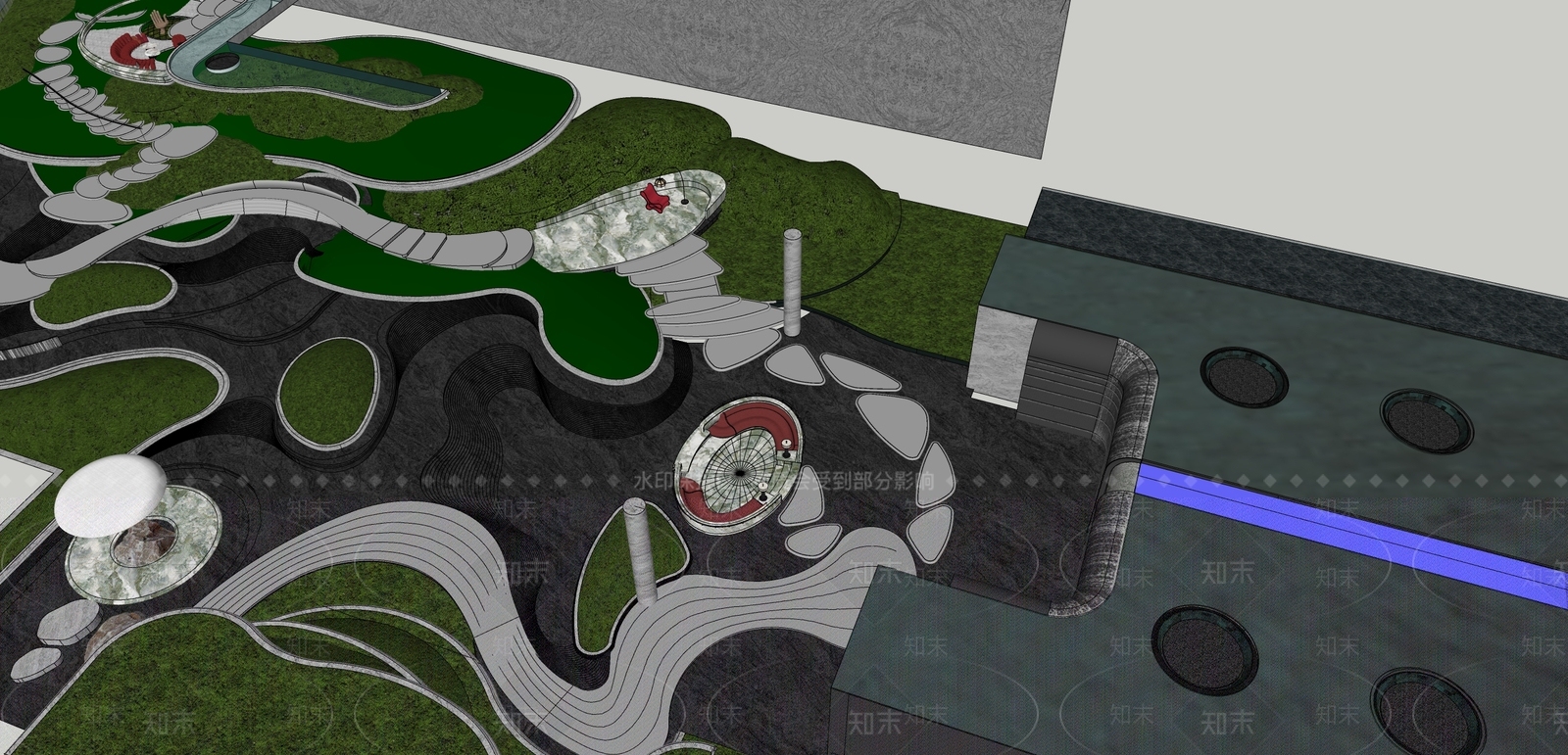 现代小区景观SU模型下载【ID:1234169006】