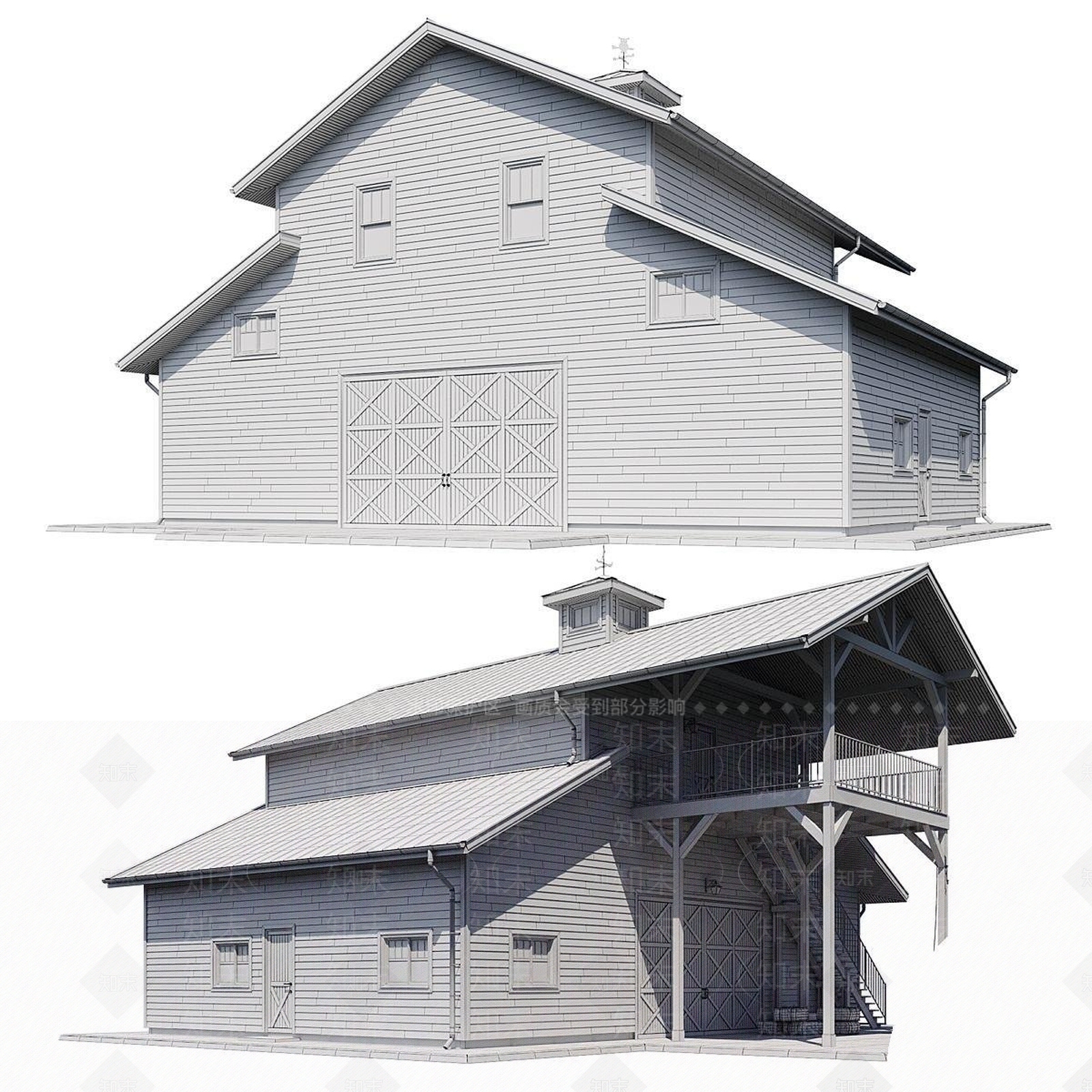 美式住宅建筑3D模型下载【ID:1234169886】