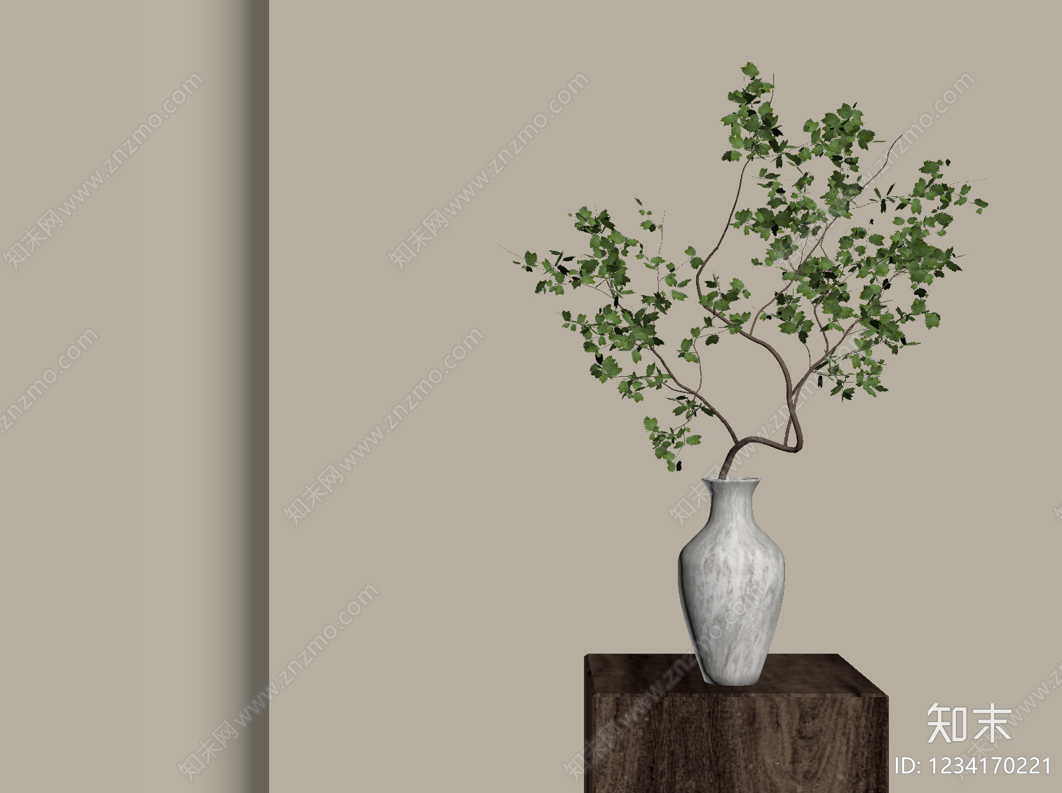 极简绿植摆件SU模型下载【ID:1234170221】