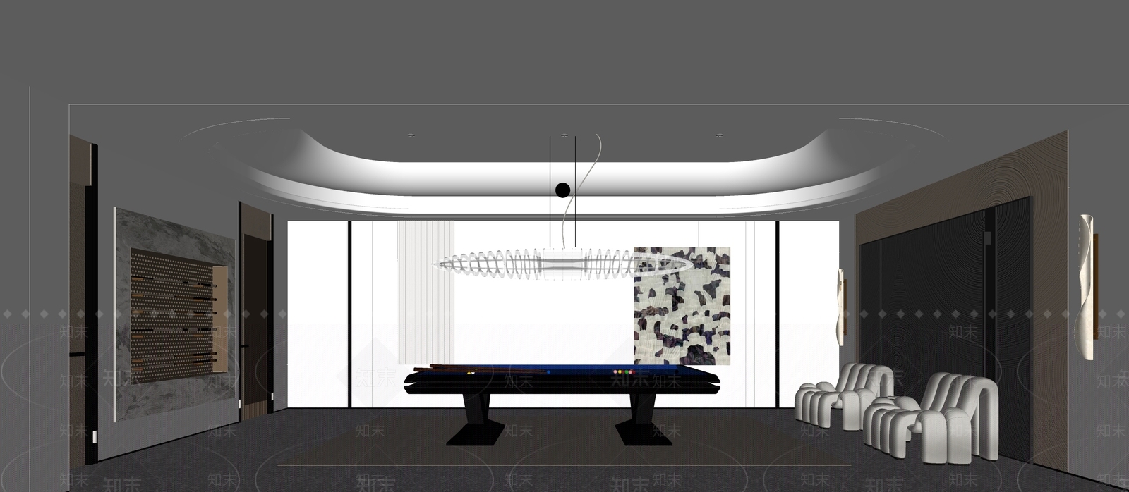 轻奢台球室SU模型下载【ID:1234170832】