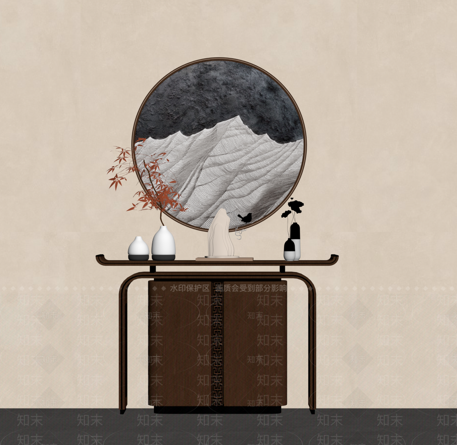 新中式条案SU模型下载【ID:1234171569】