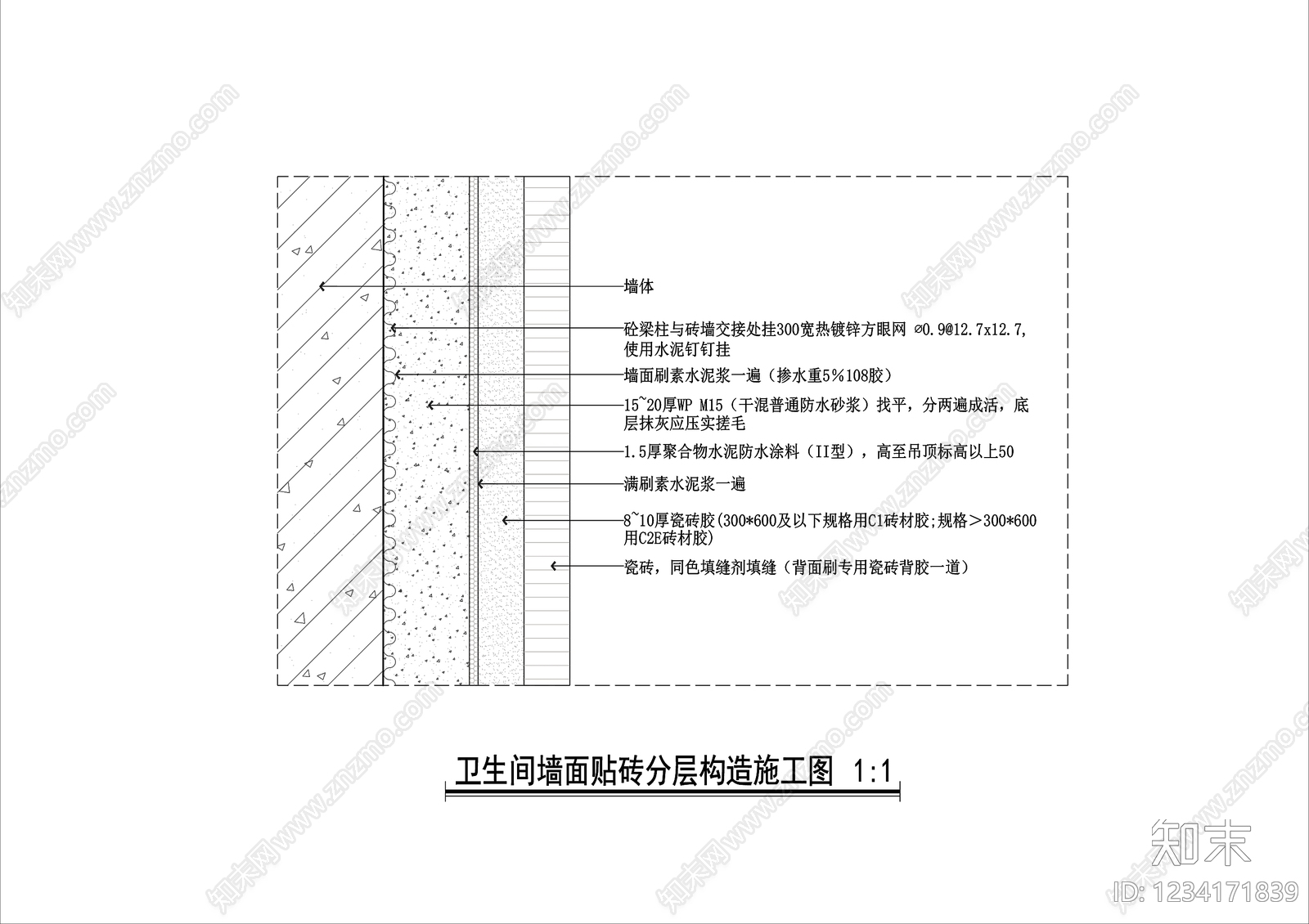 墙面节点cad施工图下载【ID:1234171839】