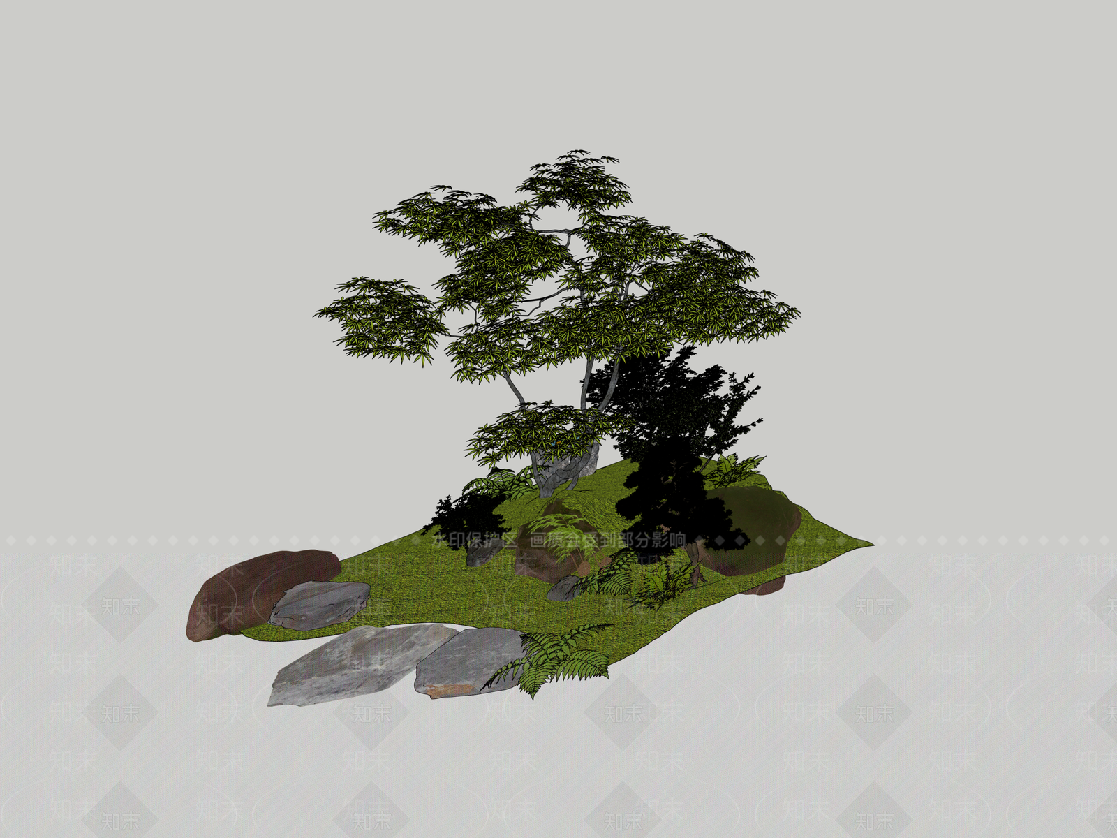 新中式景观植物组合SU模型下载【ID:1234172828】