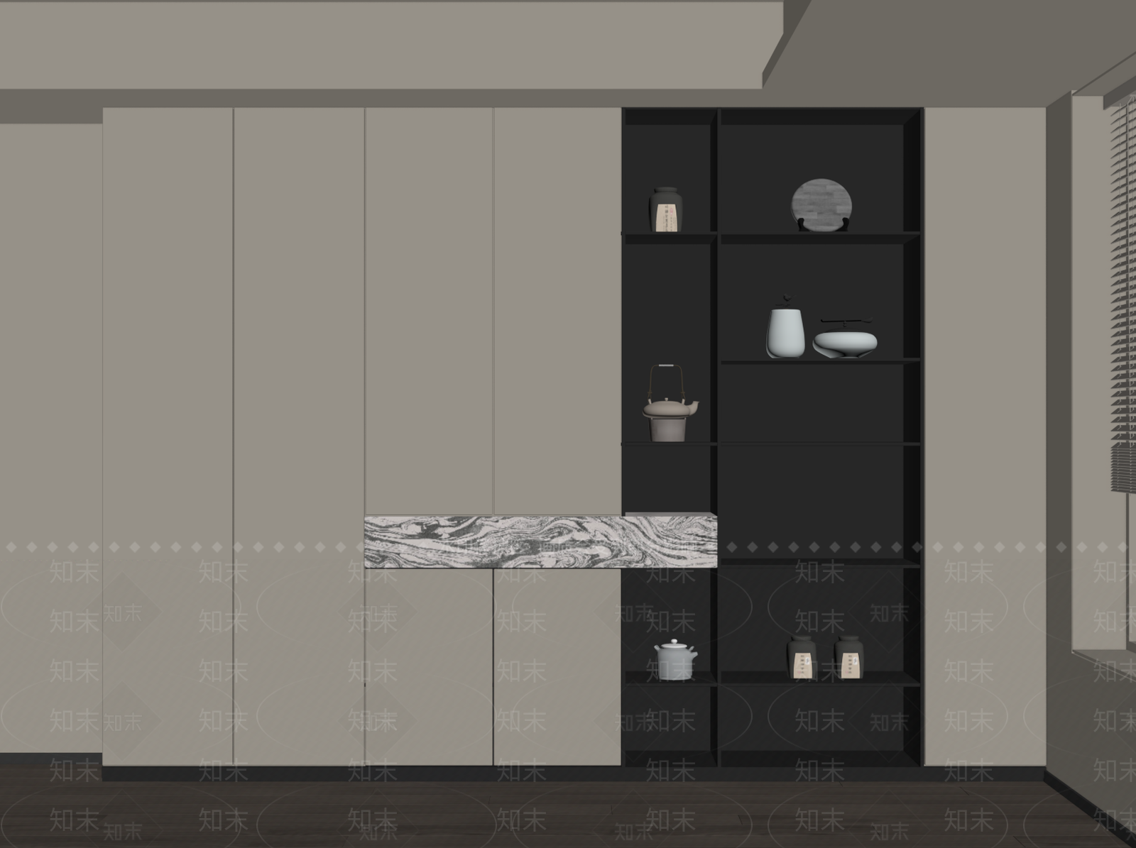 新中式茶柜3D模型下载【ID:1234172849】