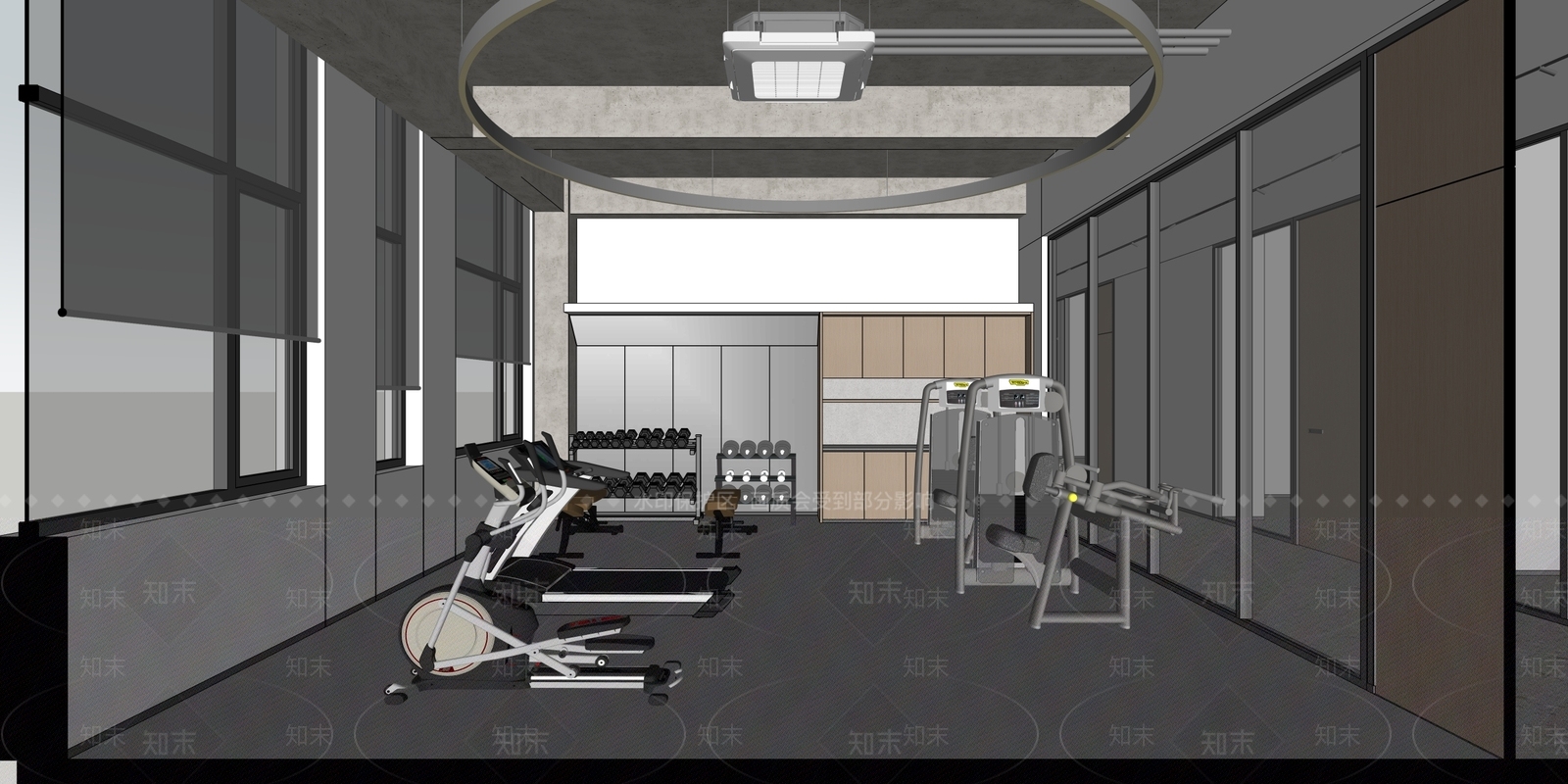 现代简约健身房SU模型下载【ID:1234173528】