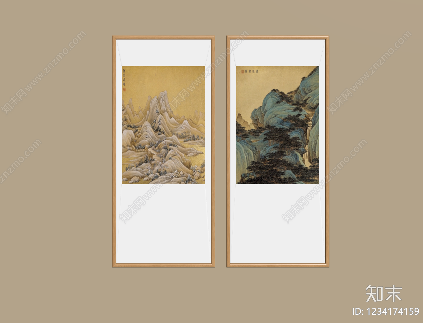 新中式山水画SU模型下载【ID:1234174159】