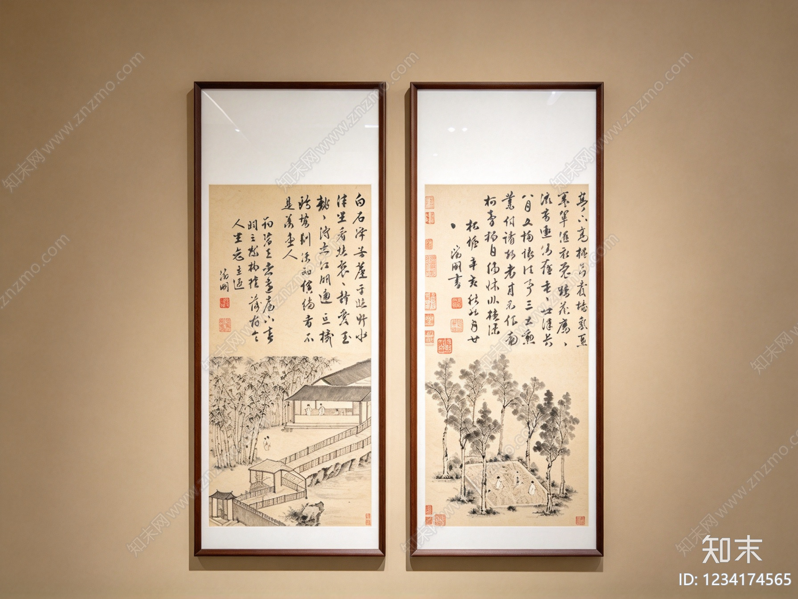 新中式字画SU模型下载【ID:1234174565】