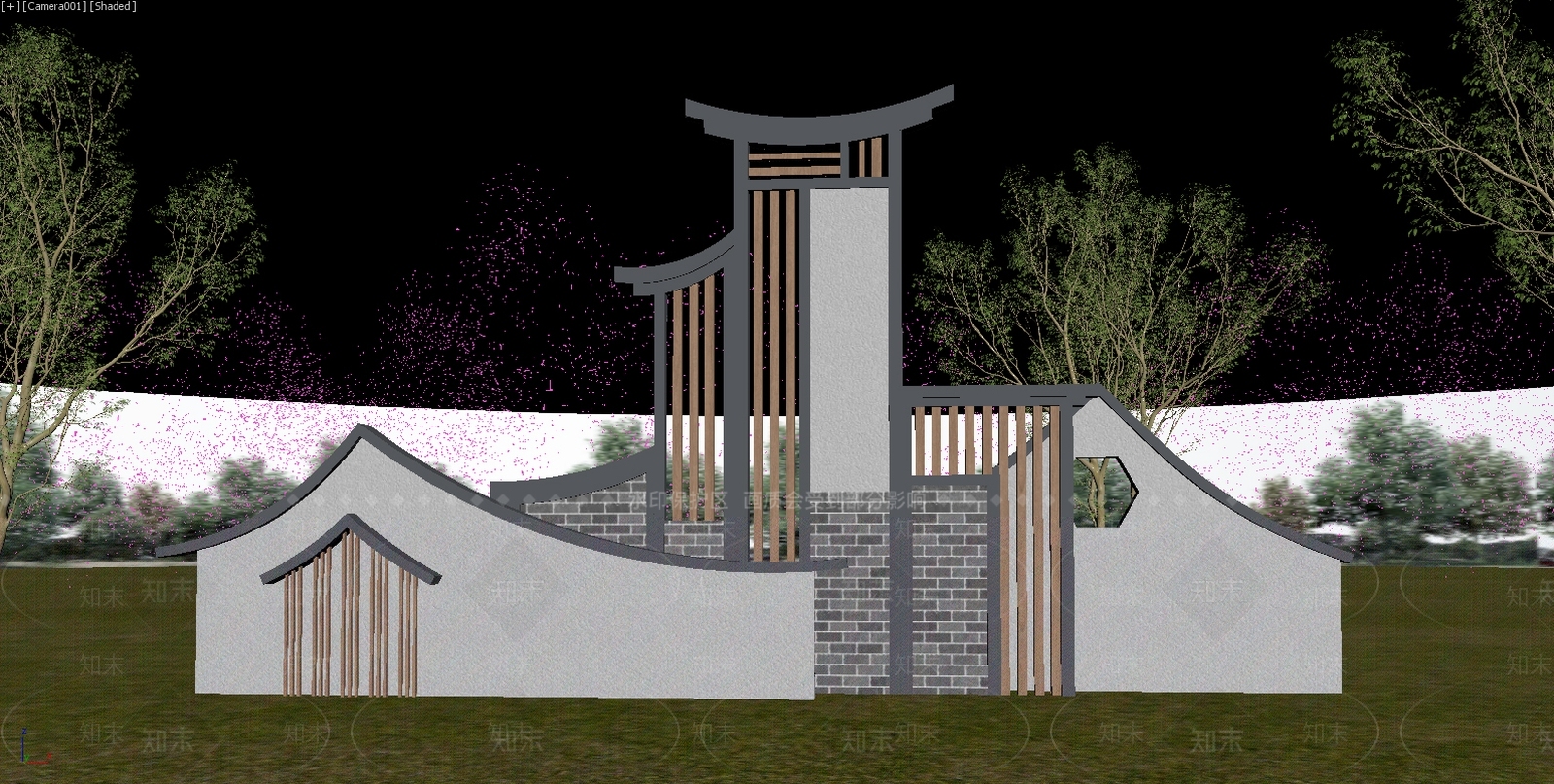 新中式景观床头背景墙3D模型下载【ID:1234174816】