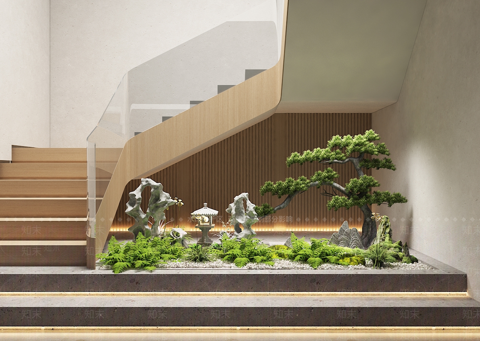 新中式室内景观3D模型下载【ID:1234175607】