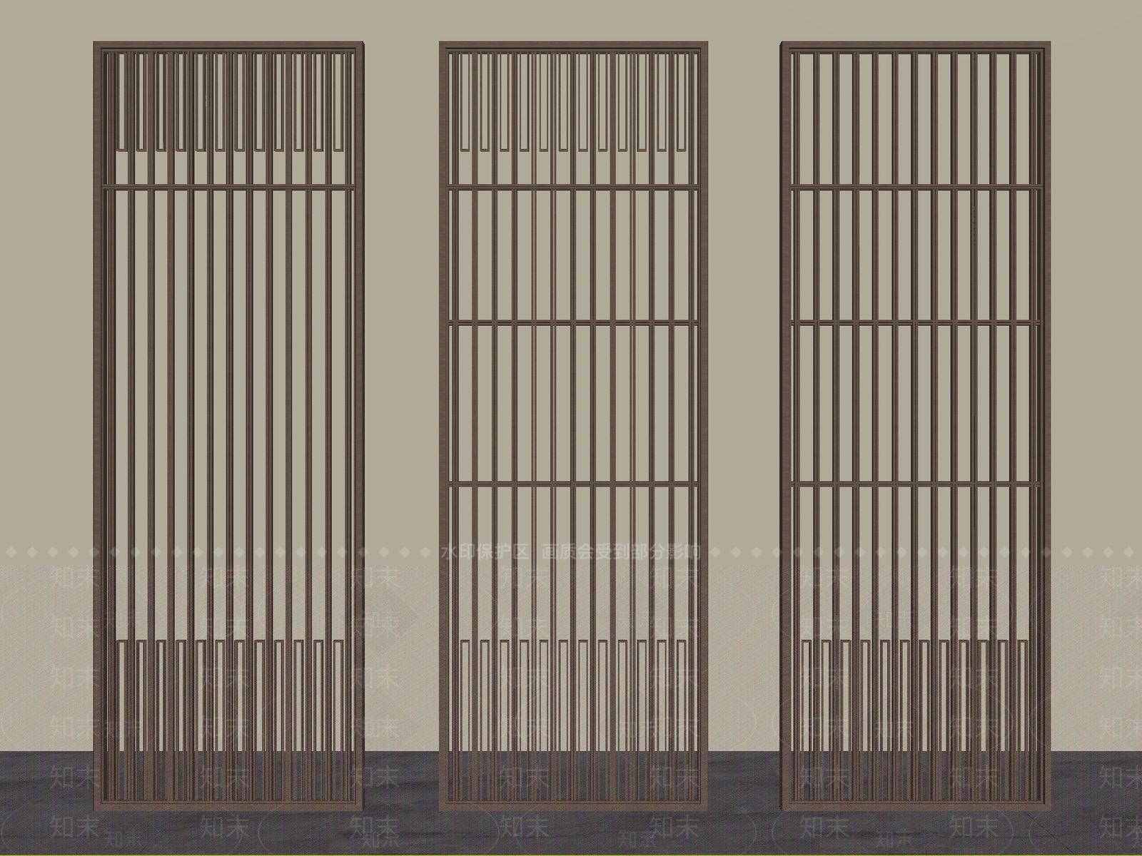 新中式艺术隔断SU模型下载【ID:1234176007】