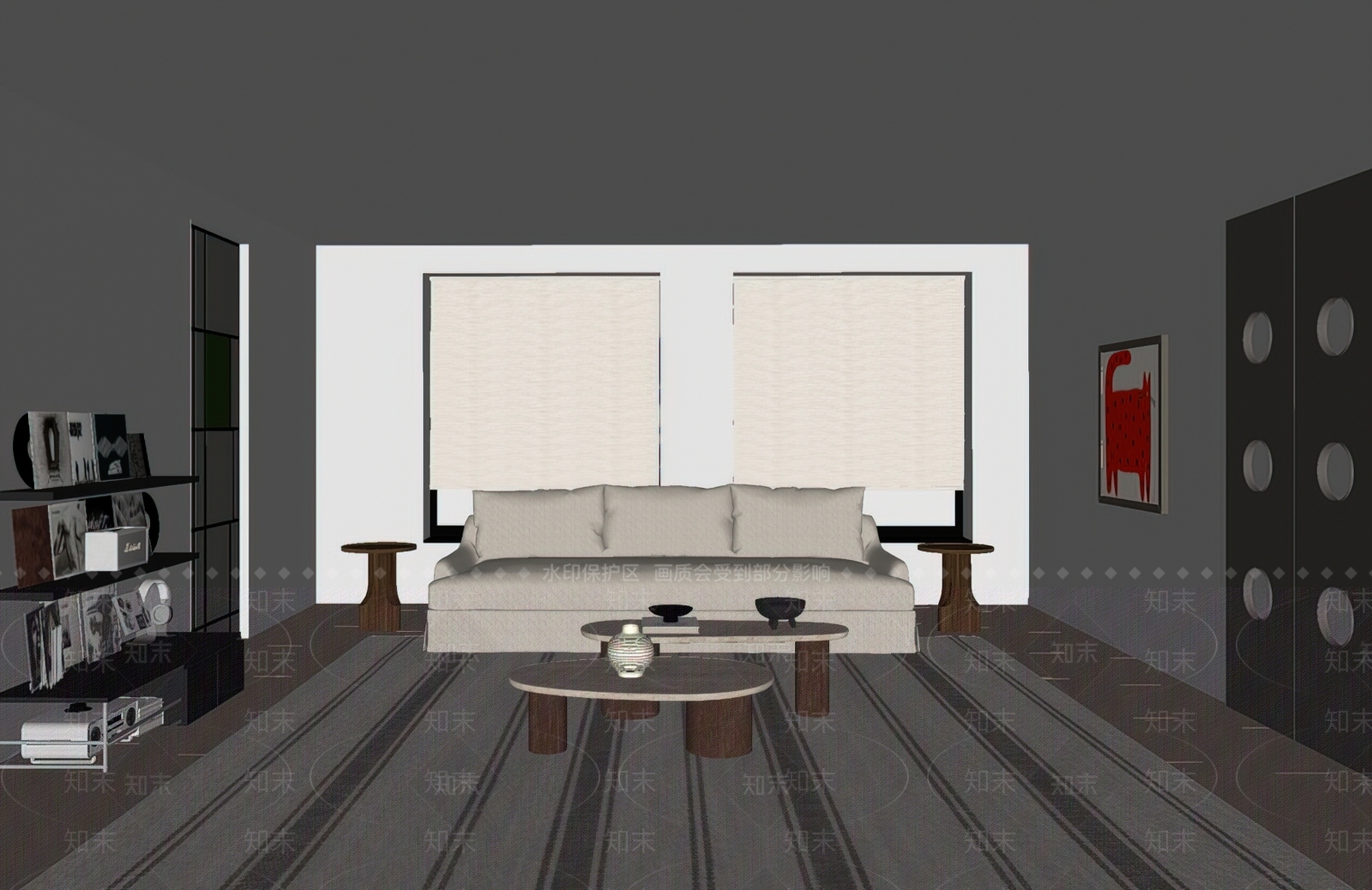 现代简约家居客厅SU模型下载【ID:1234176177】