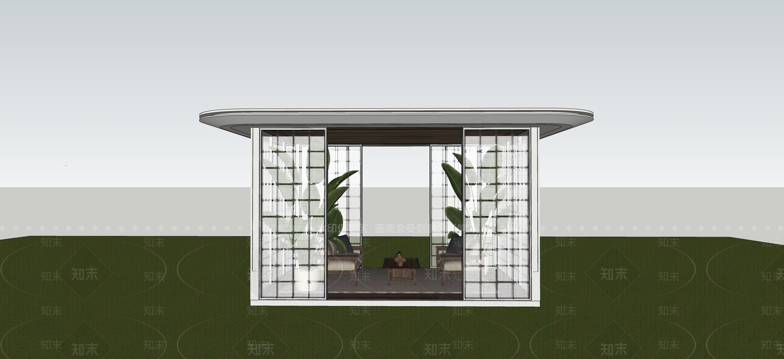 现代简约亭子SU模型下载【ID:1234176454】
