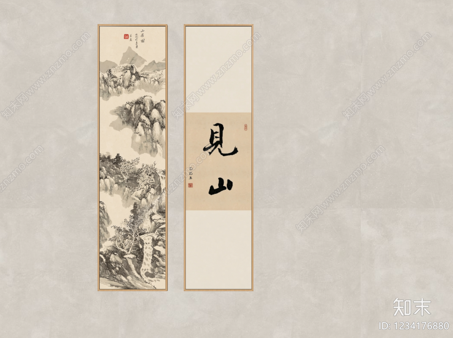 新中式挂画组合SU模型下载【ID:1234176880】