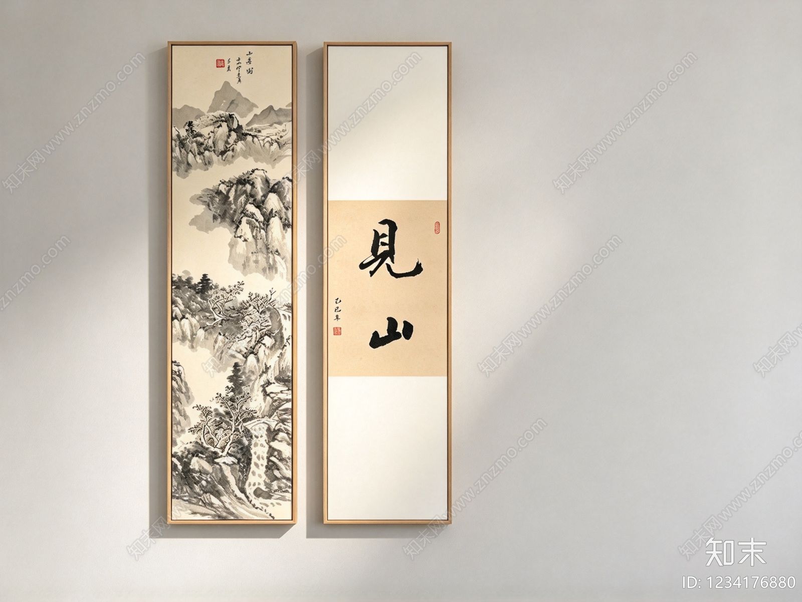 新中式挂画组合SU模型下载【ID:1234176880】