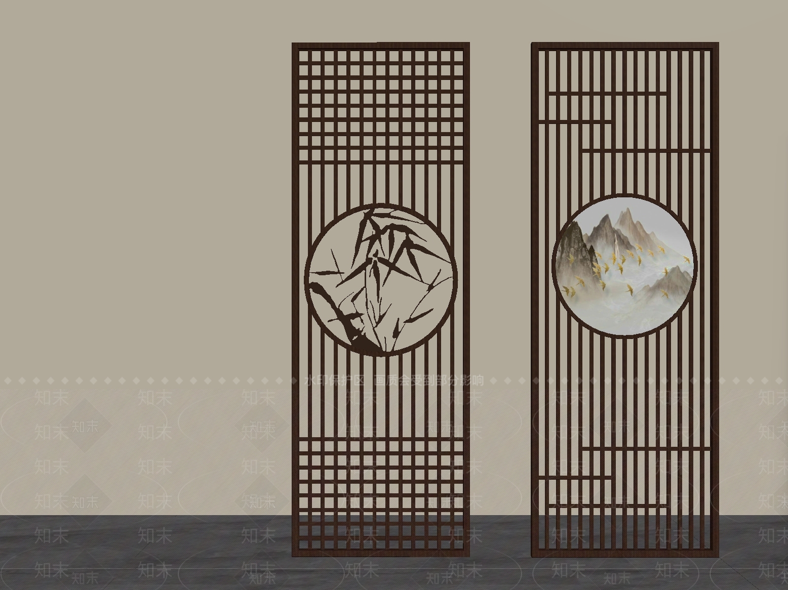 新中式隔断SU模型下载【ID:1234177156】