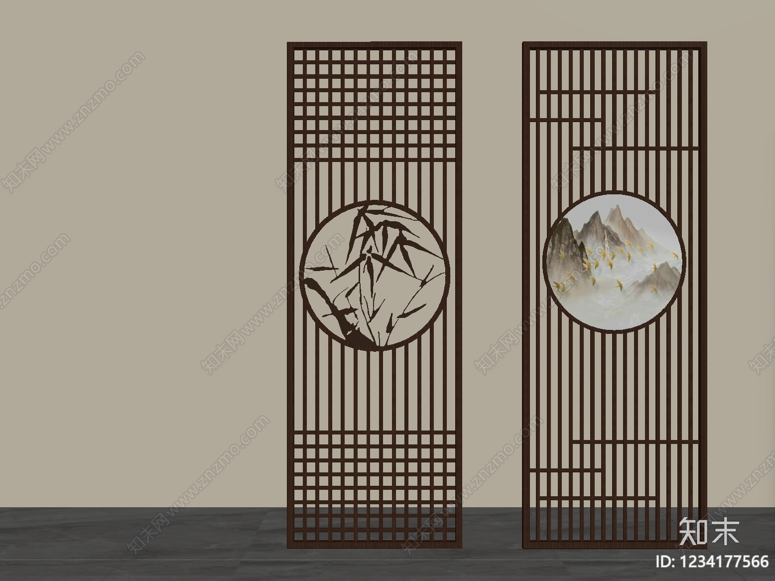 新中式隔断3D模型下载【ID:1234177566】