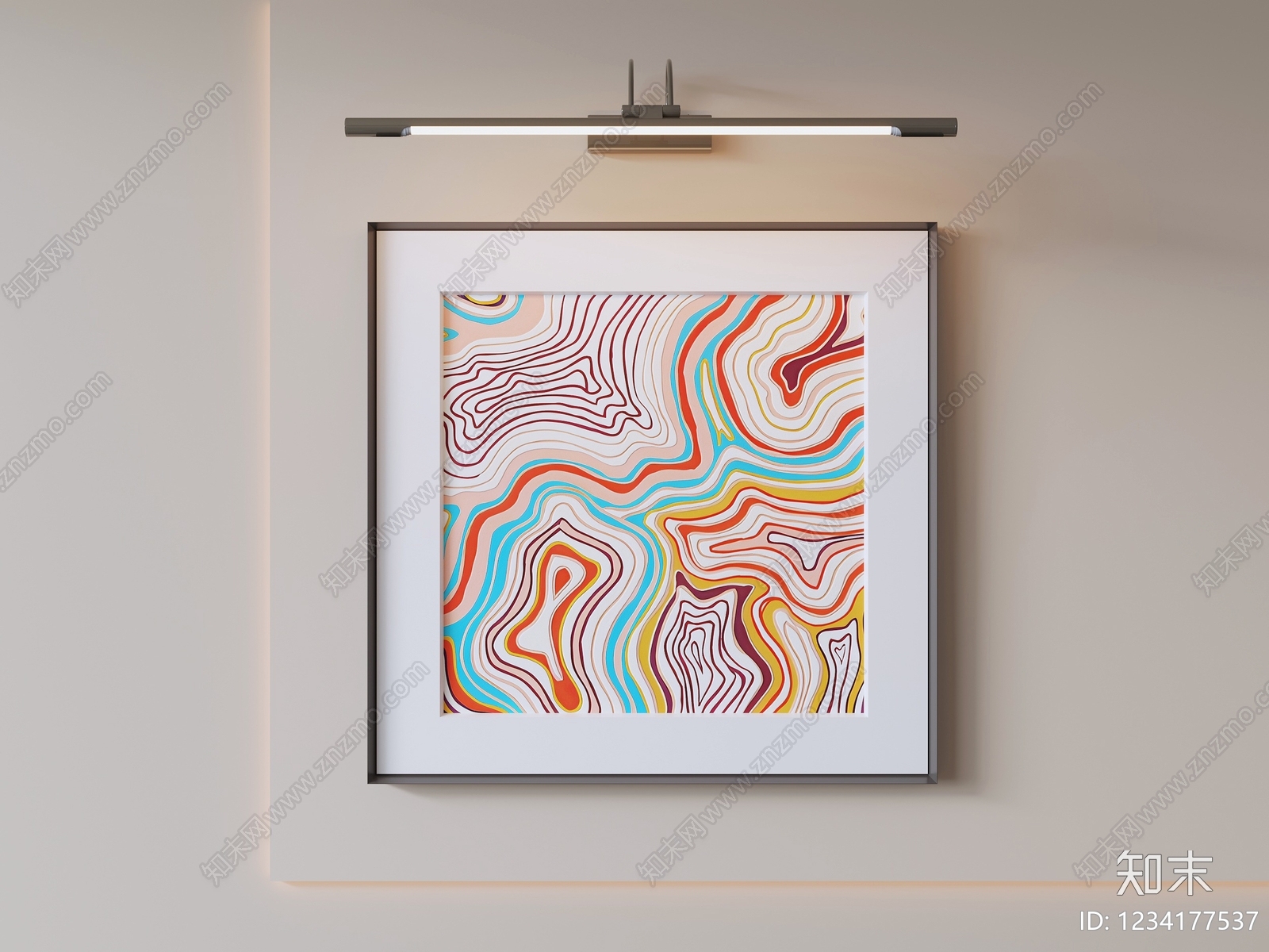 现代简约抽象挂画3D模型下载【ID:1234177537】