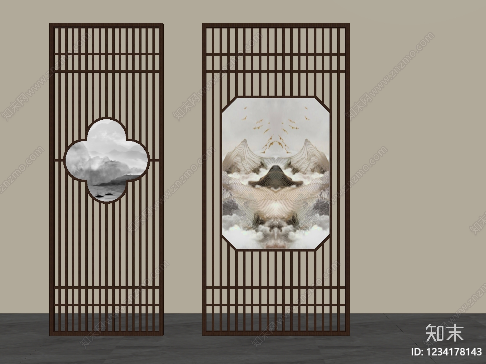 新中式屏风3D模型下载【ID:1234178143】