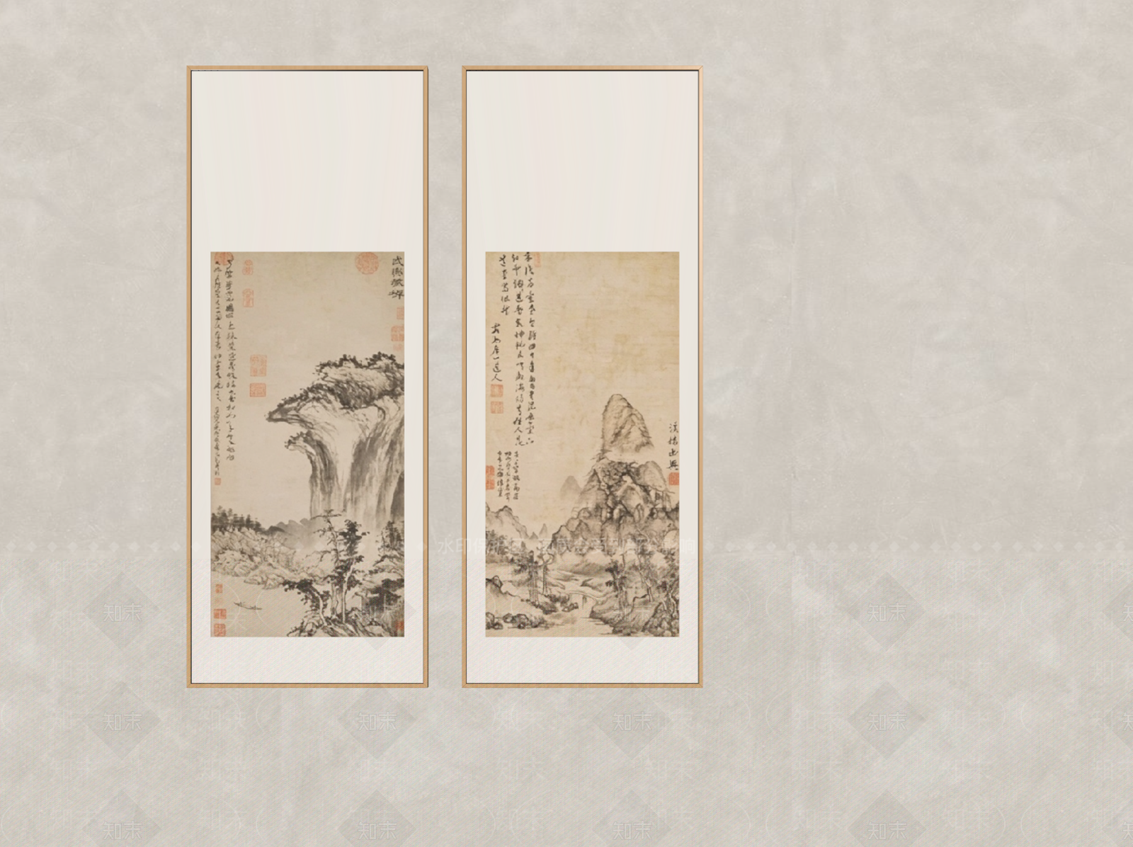 新中式山水画SU模型下载【ID:1234178450】