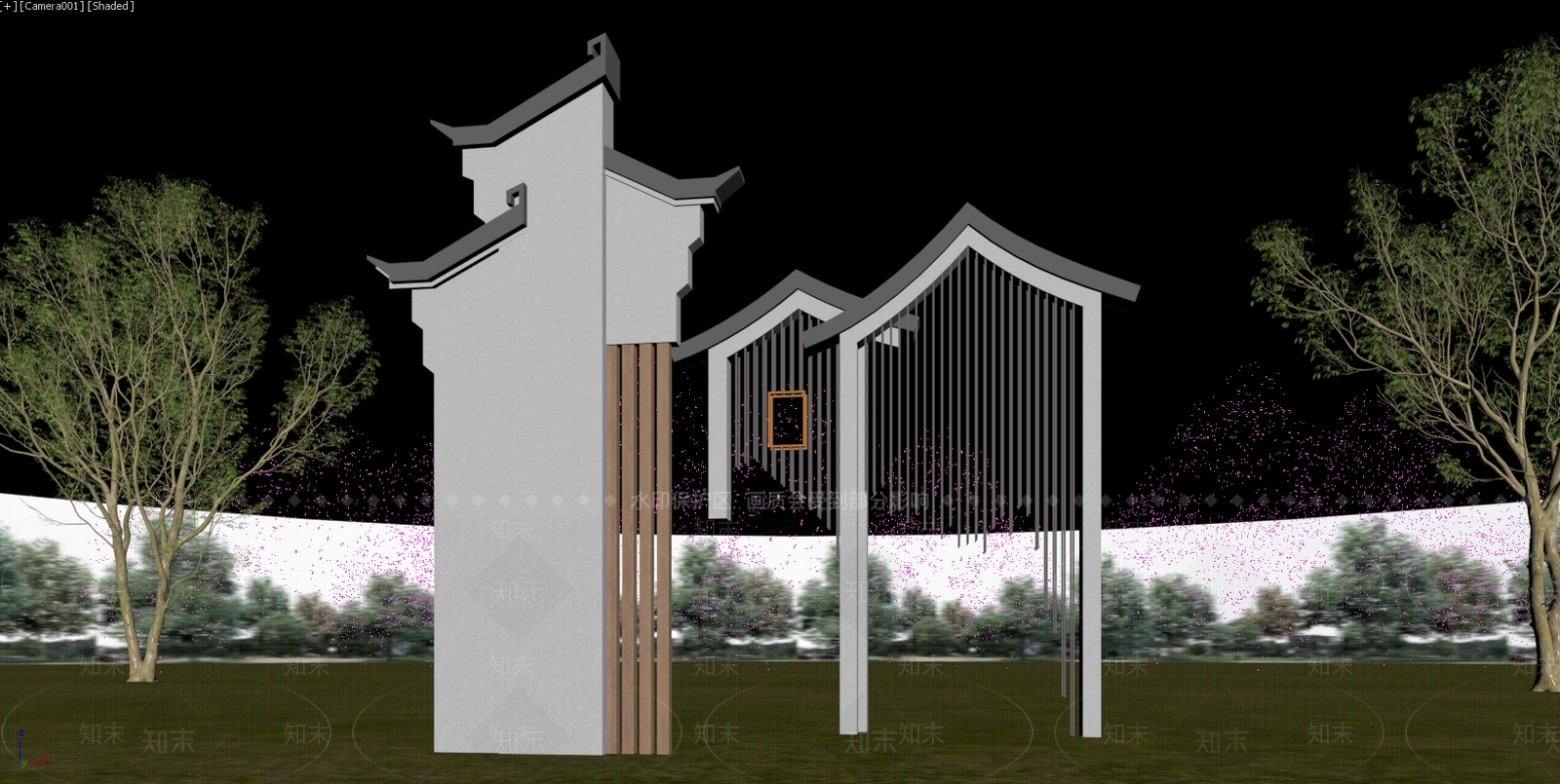 新中式景观景墙3D模型下载【ID:1234178888】