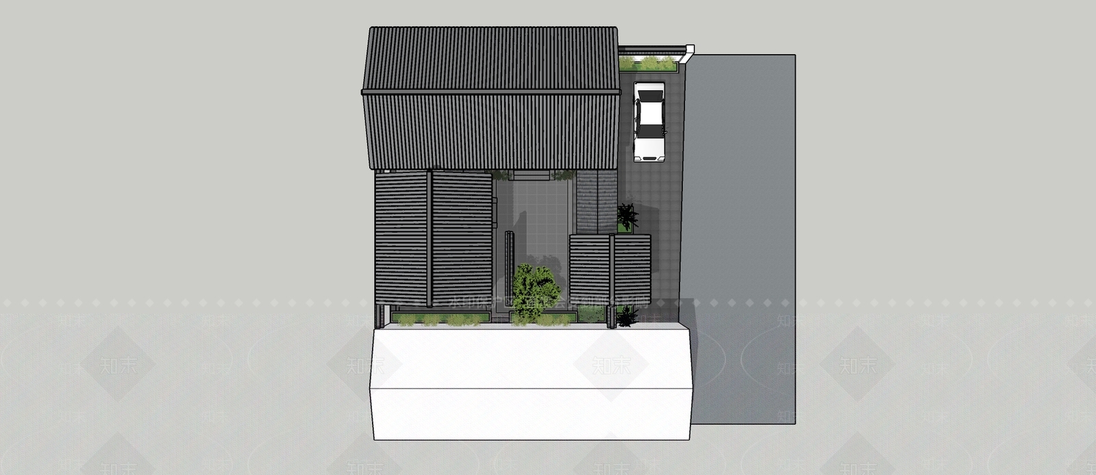 中式古建四合院SU模型下载【ID:1234180673】