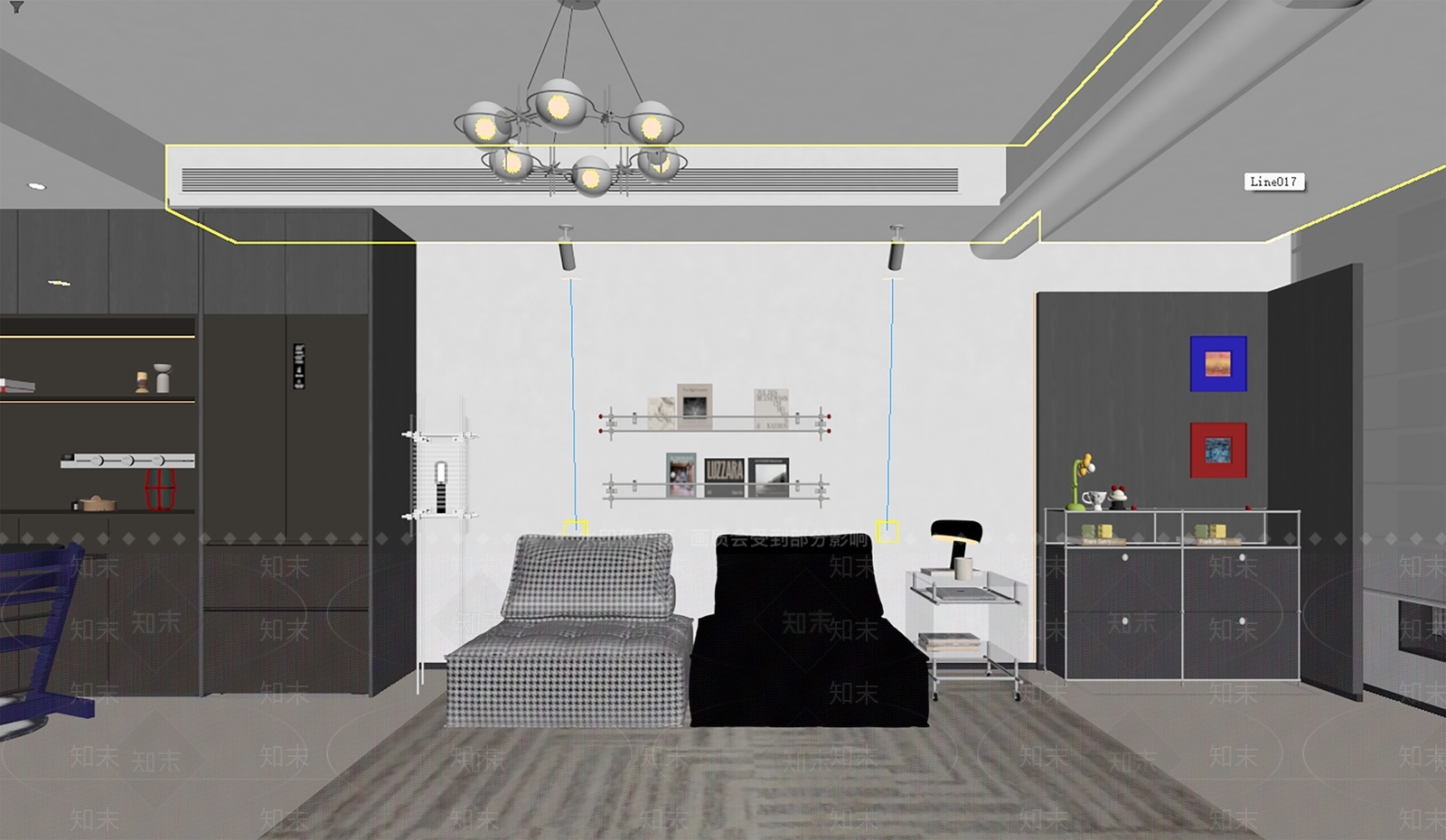 现代简约家居客厅3D模型下载【ID:1234181182】