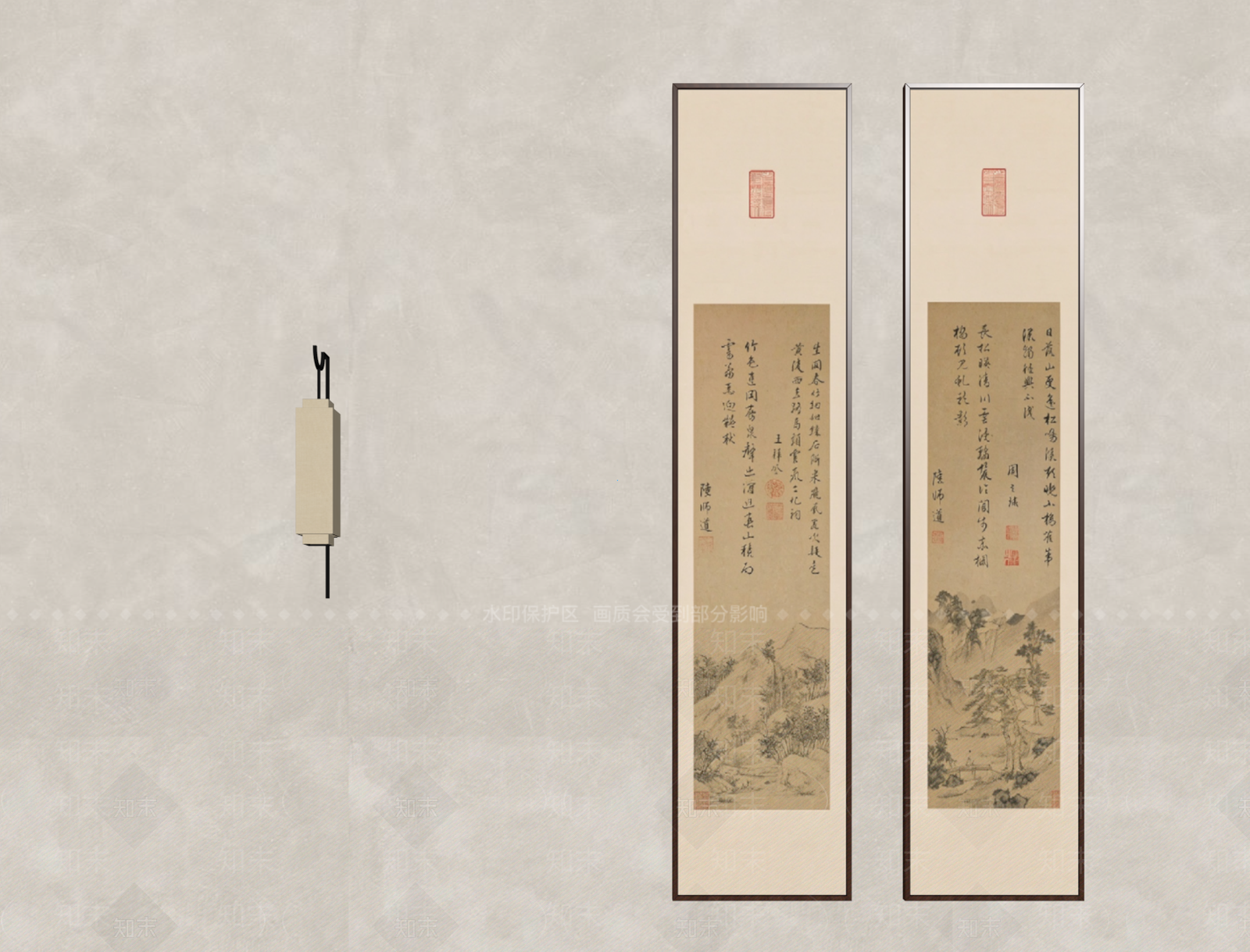 新中式山水画SU模型下载【ID:1234181073】
