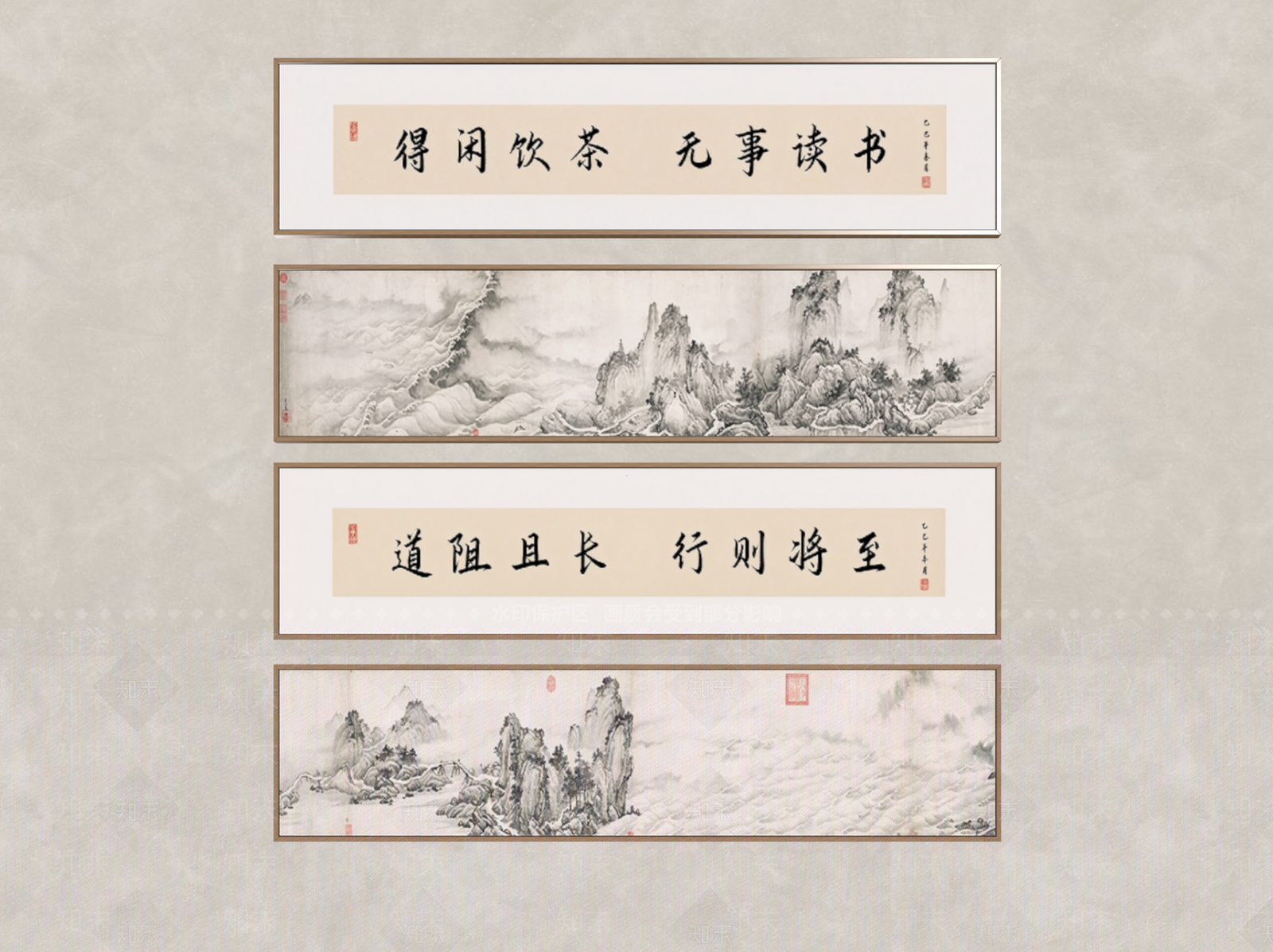 新中式宋式挂画3D模型下载【ID:1234181940】