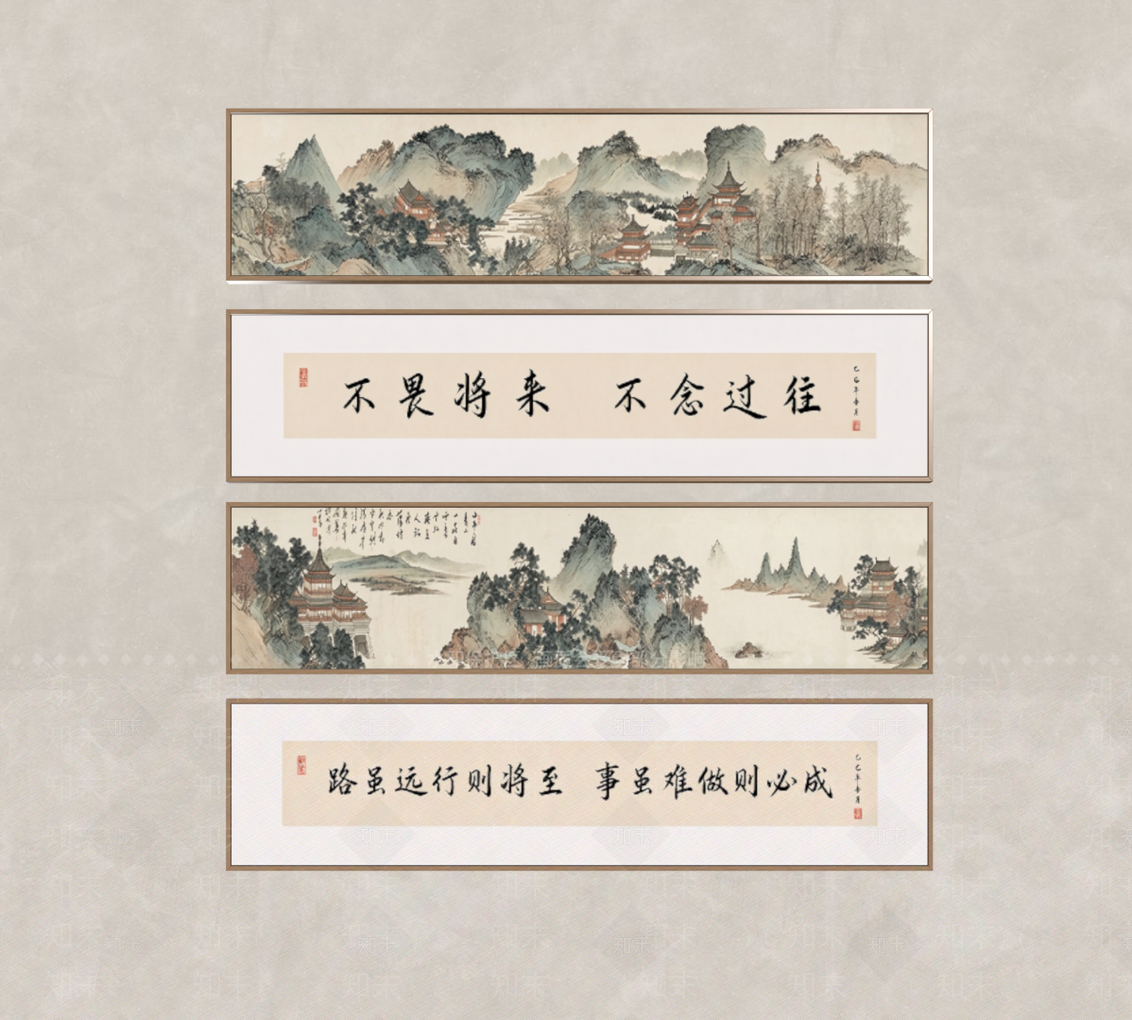 新中式宋式挂画3D模型下载【ID:1234182133】