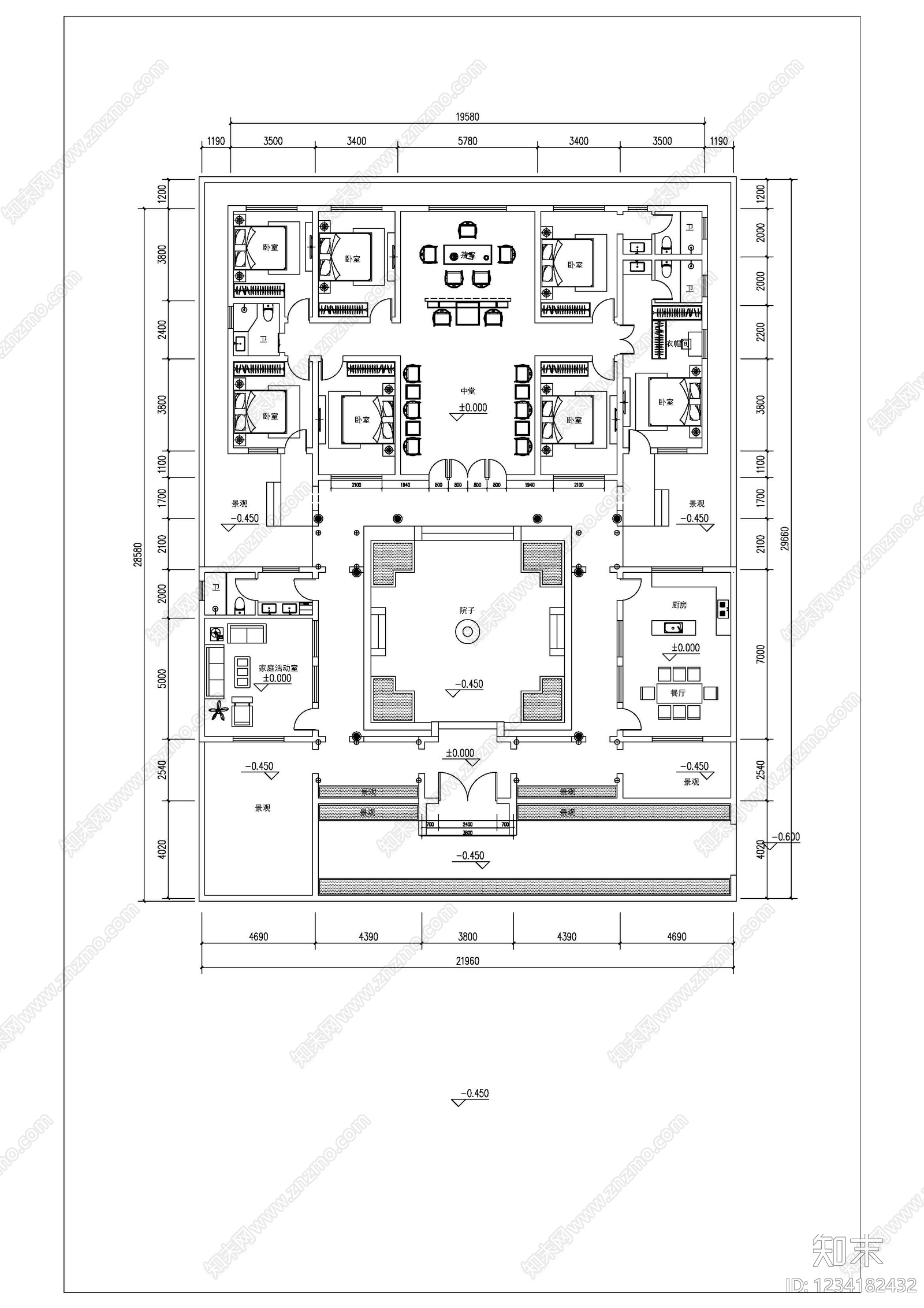 四合院cad施工图下载【ID:1234182432】
