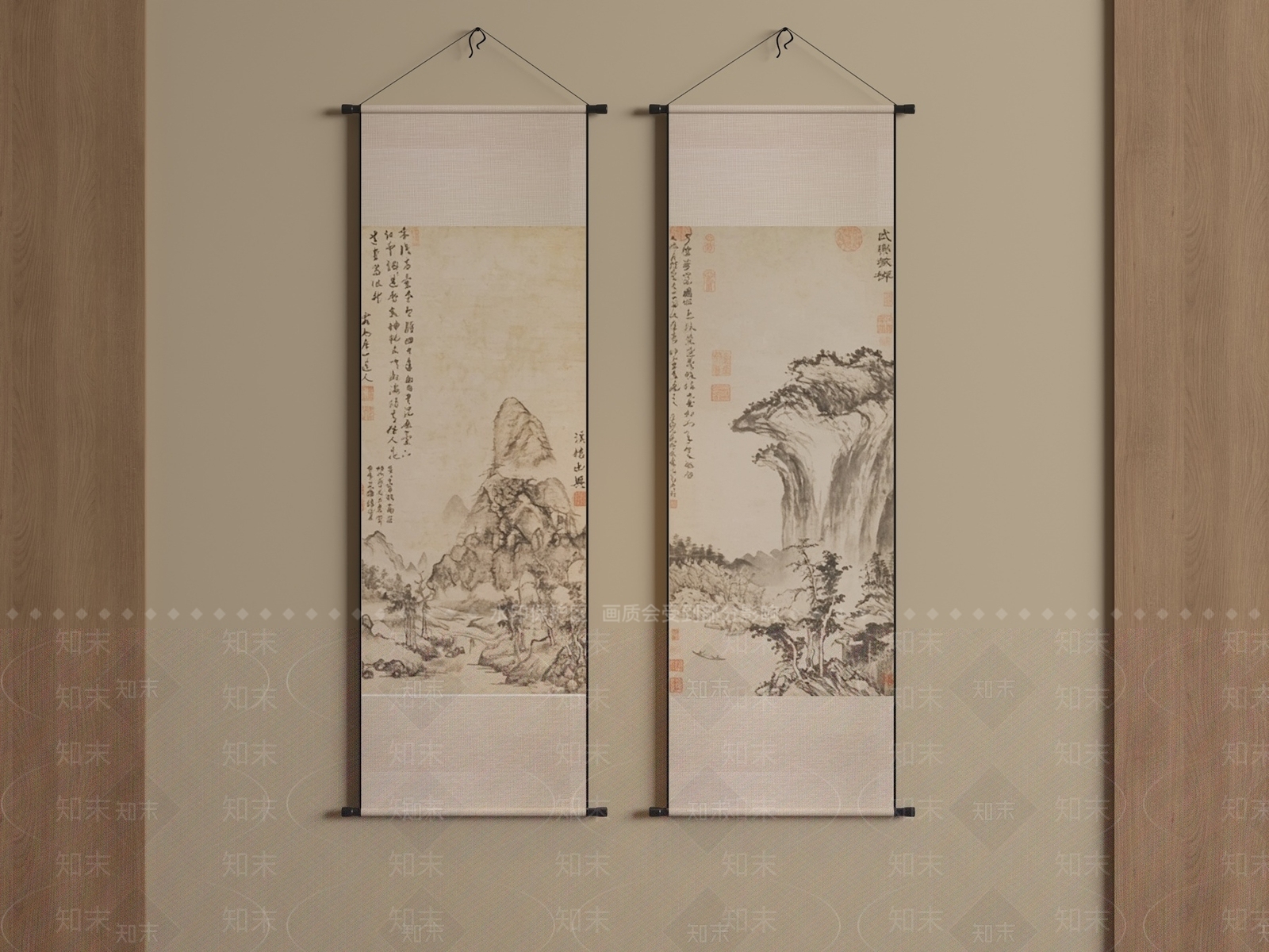 新中式山水画SU模型下载【ID:1234183845】