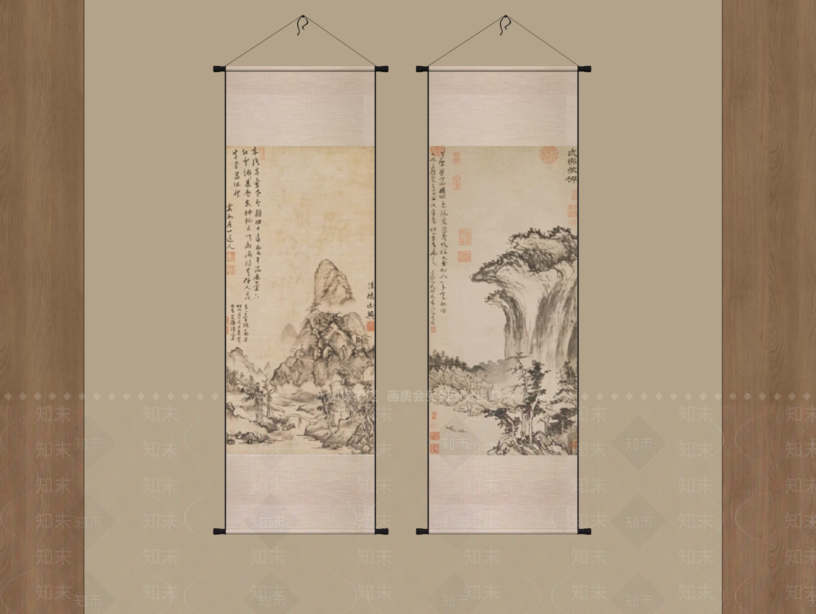 新中式山水画SU模型下载【ID:1234183845】