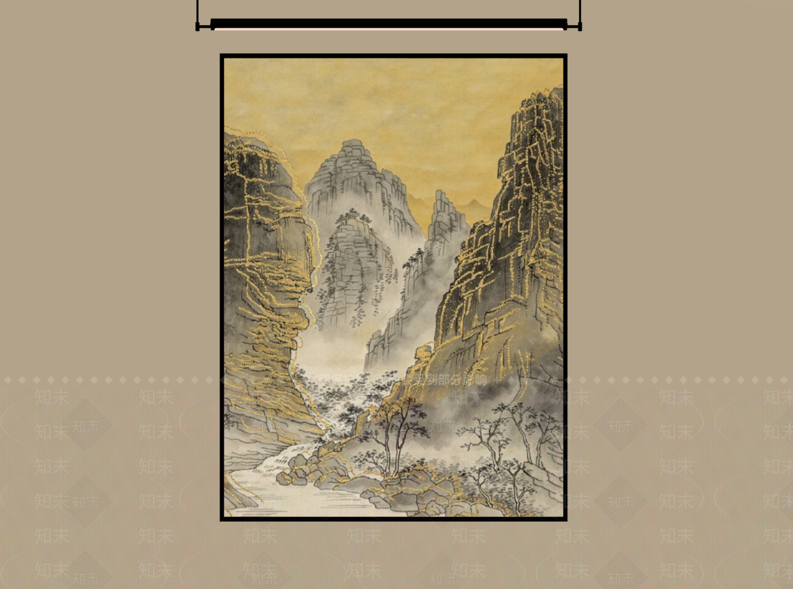 新中式山水画3D模型下载【ID:1234185006】