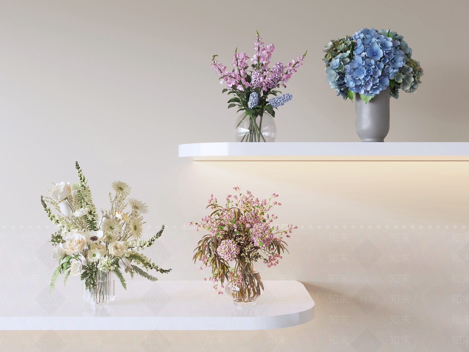 现代简约花艺3D模型下载【ID:1234186063】
