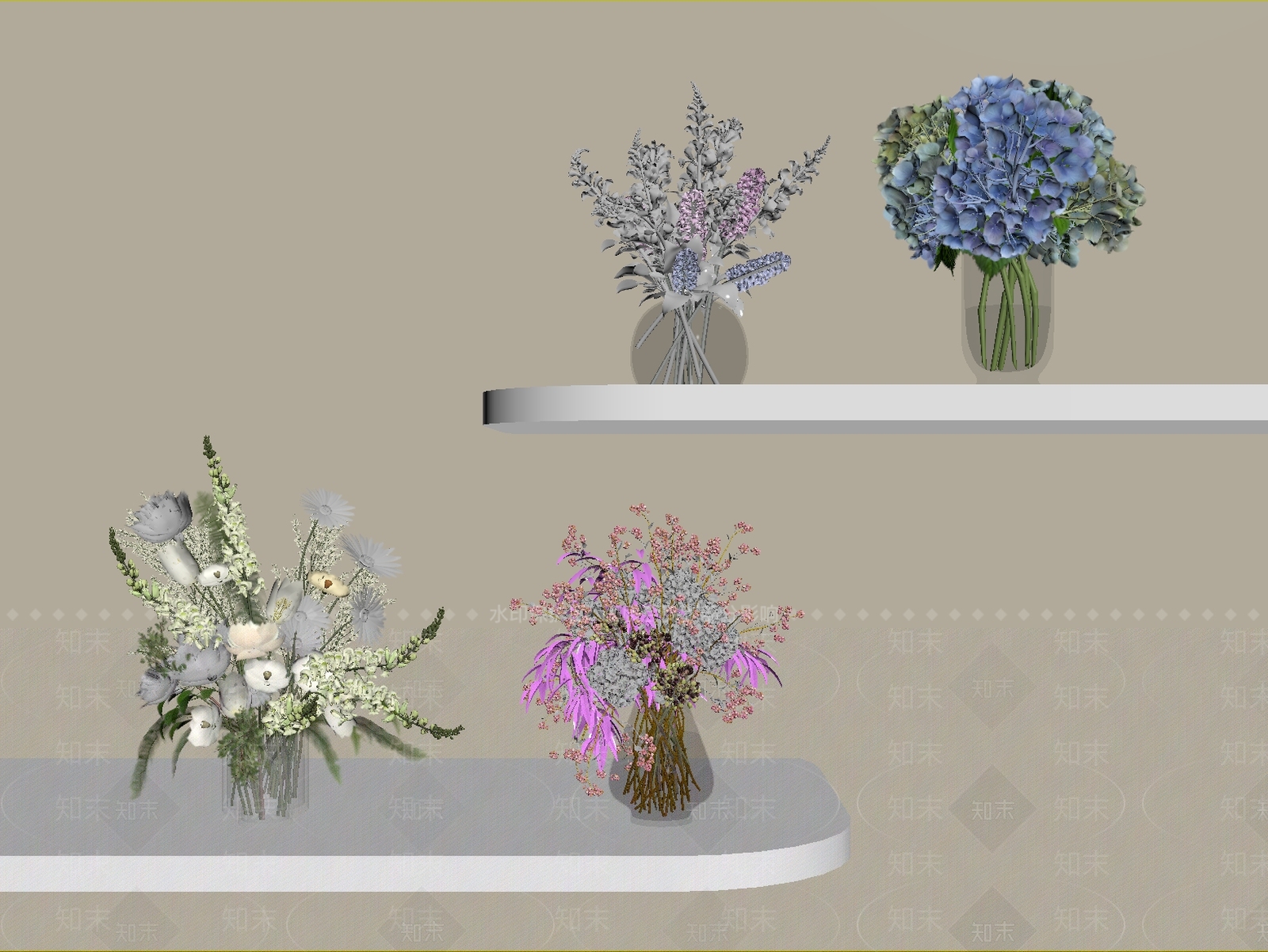 现代简约花艺3D模型下载【ID:1234186063】