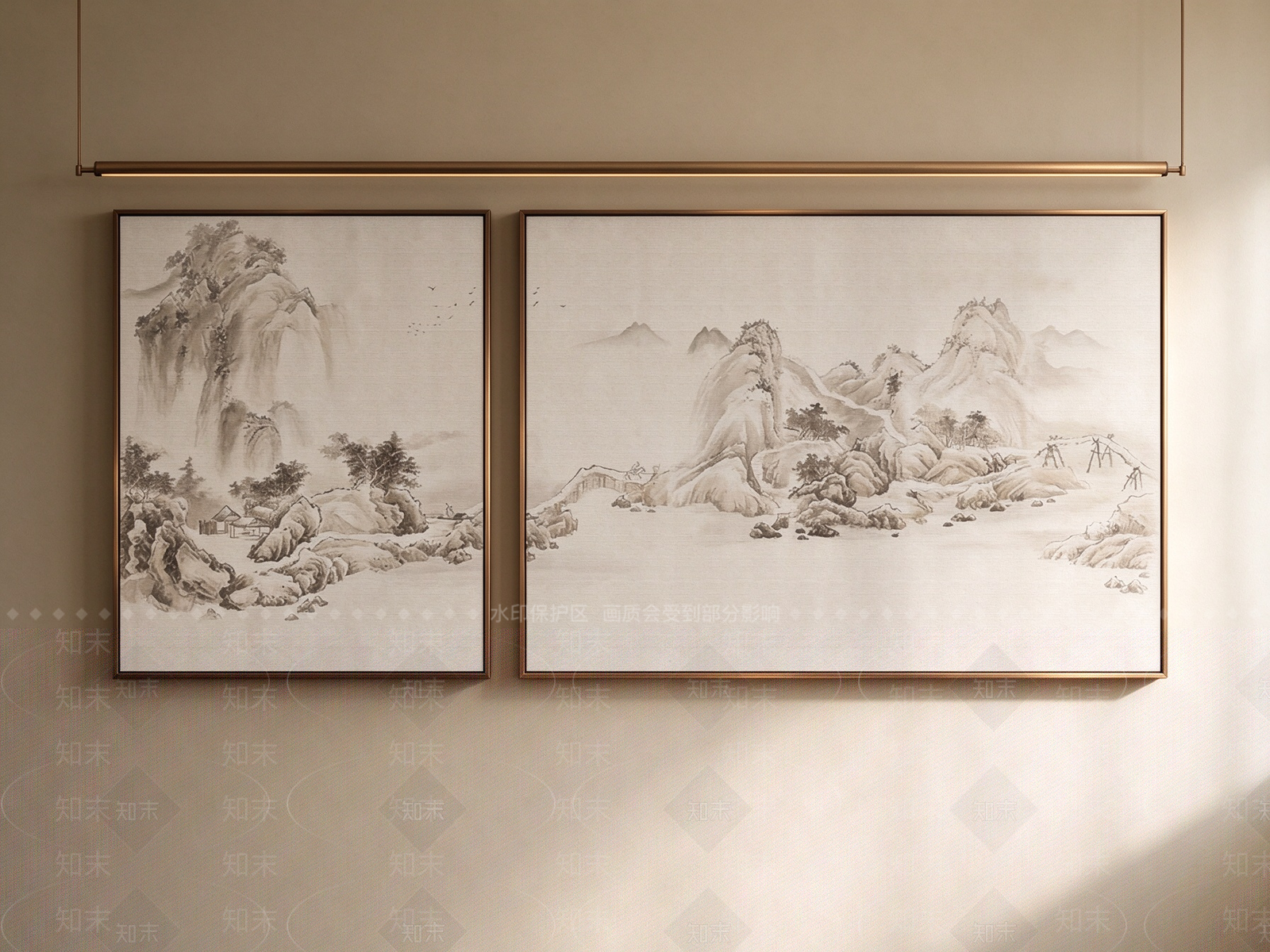 新中式山水画SU模型下载【ID:1234187353】