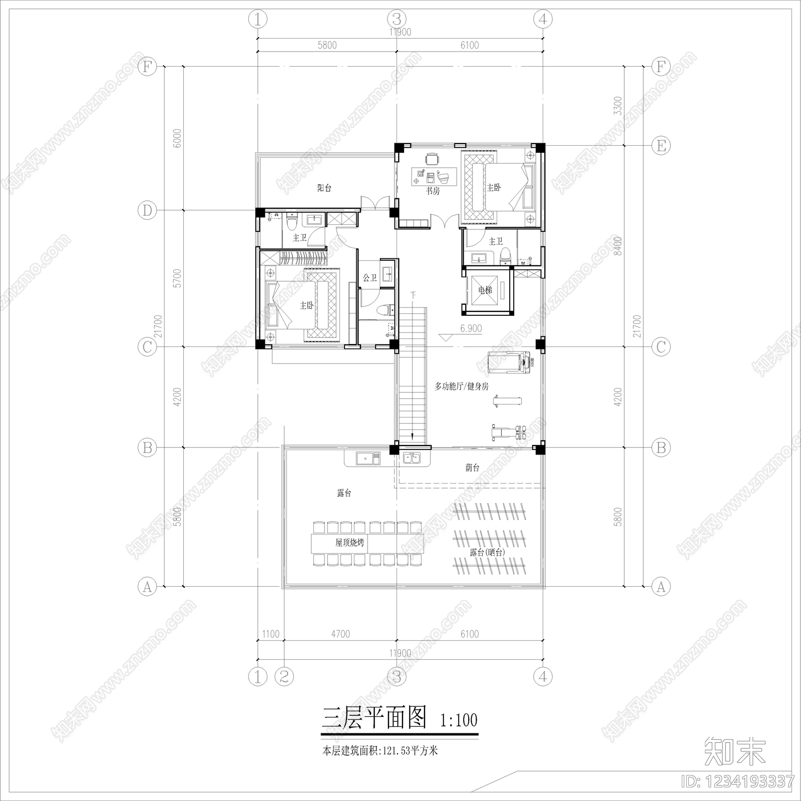 别墅建筑cad施工图下载【ID:1234193337】