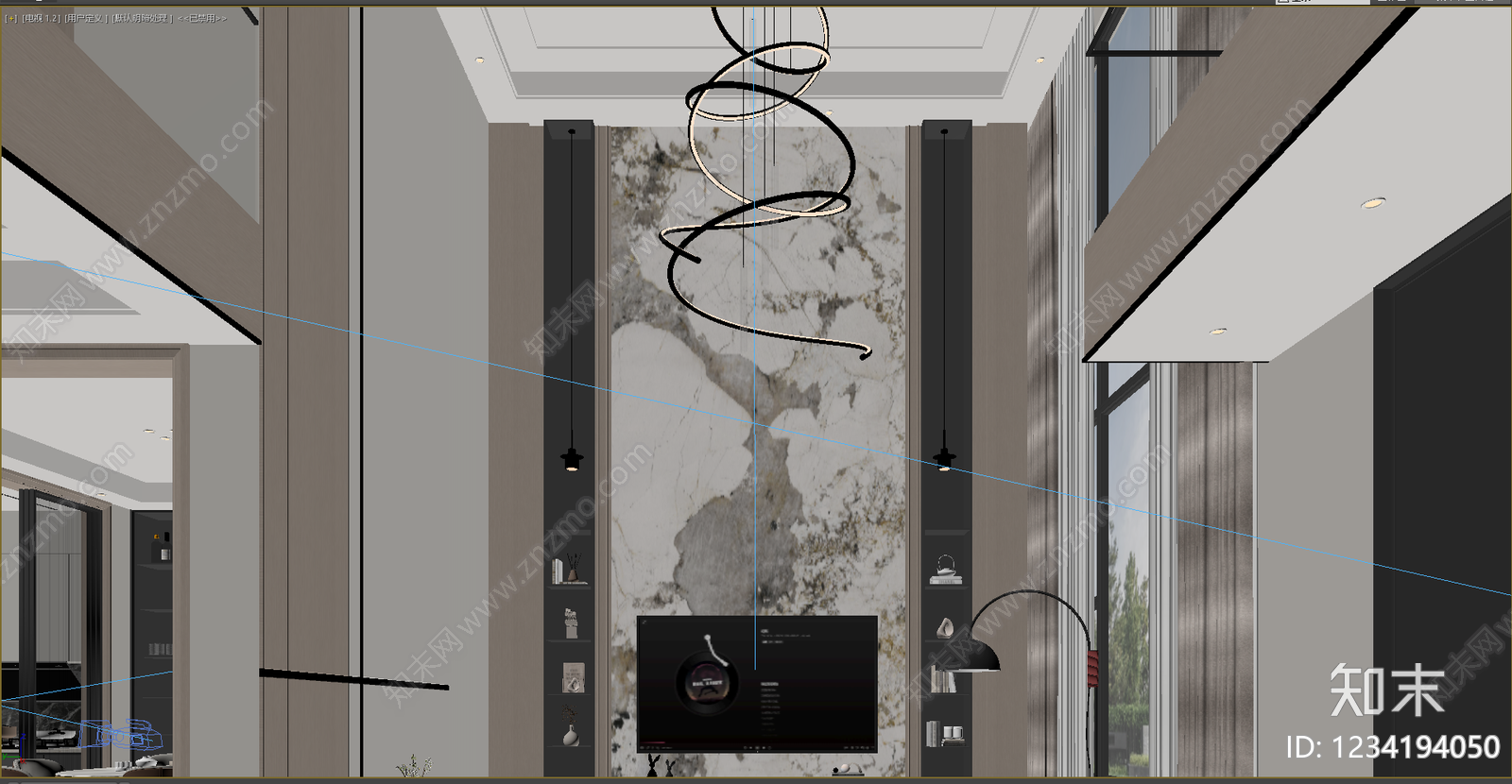 轻奢挑空客厅3D模型下载【ID:1234194050】