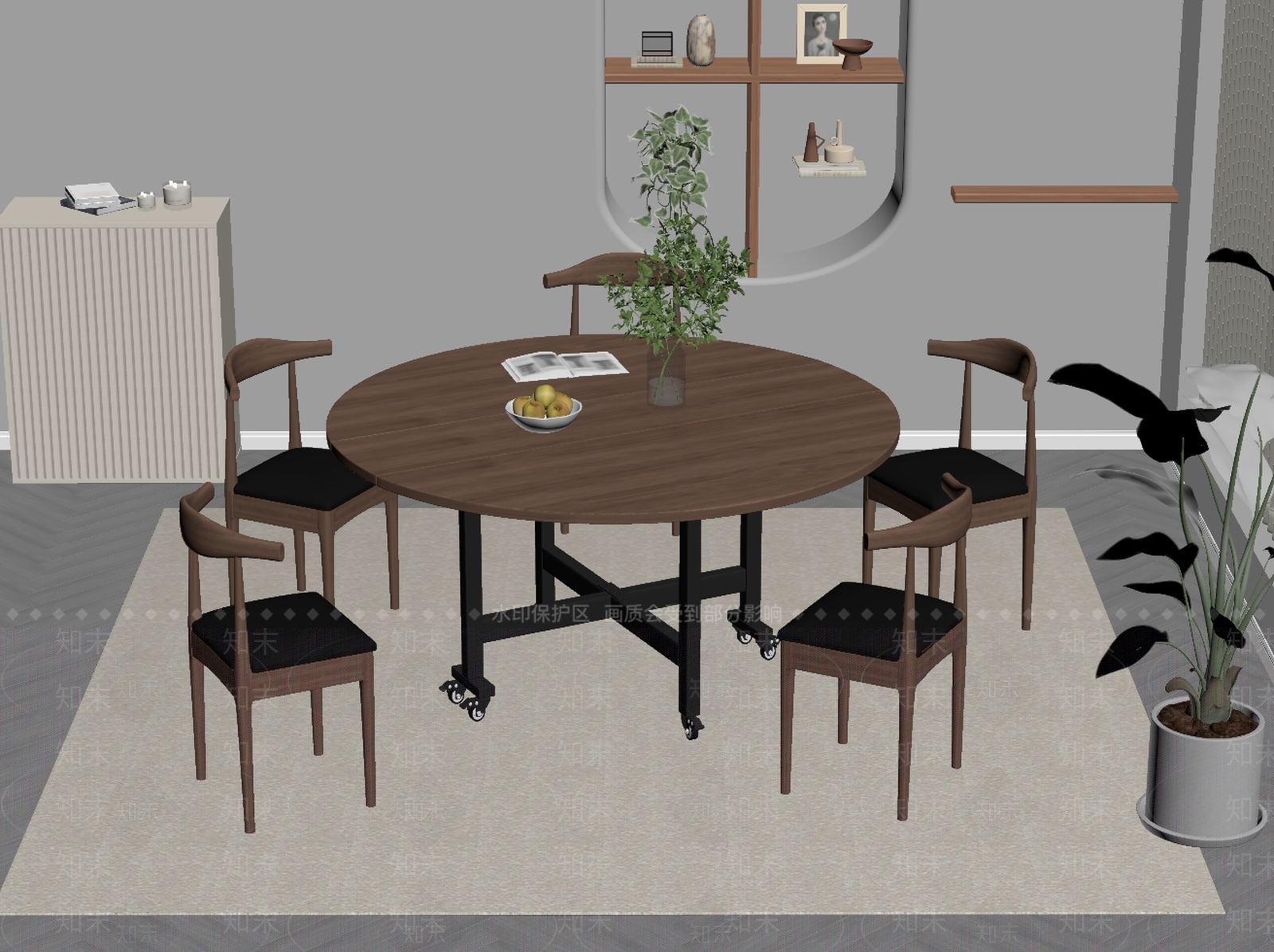 原木风餐桌椅3D模型下载【ID:1234194244】