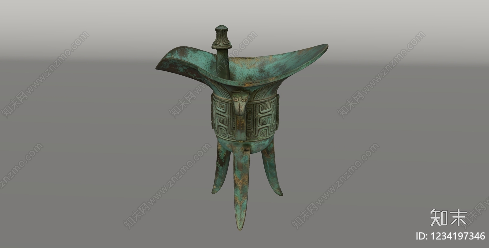 中式雕塑摆件SU模型下载【ID:1234197346】