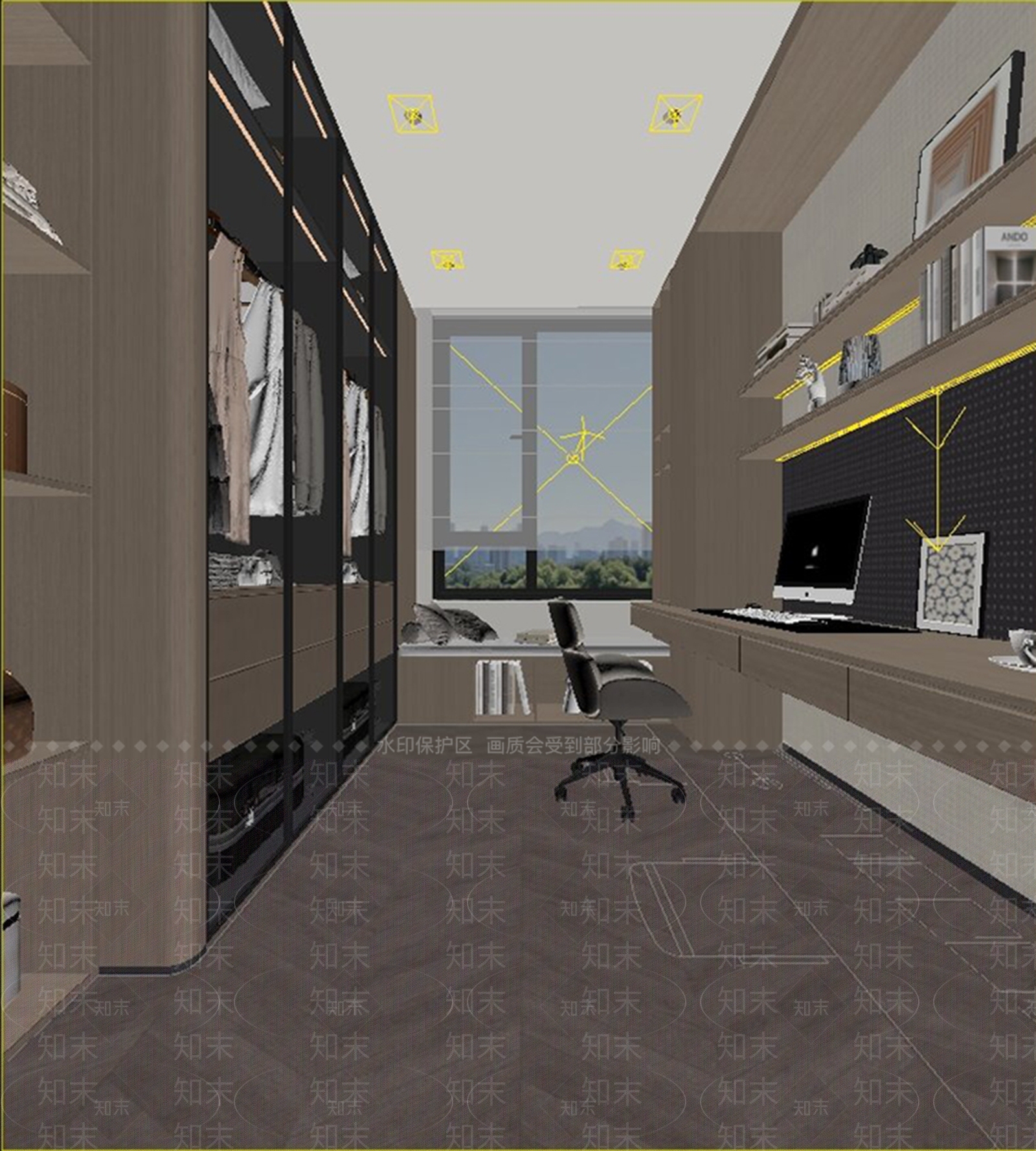 现代简约书房3D模型下载【ID:1234210910】