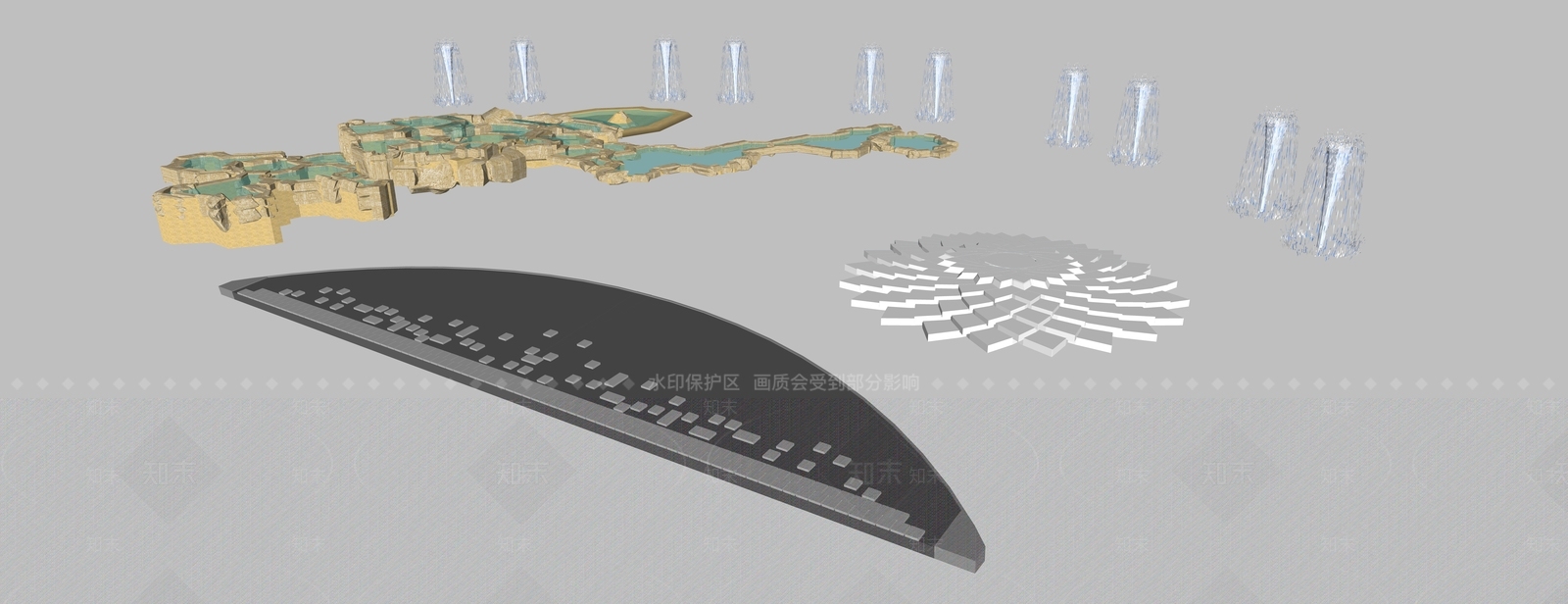 现代主义喷泉SU模型下载【ID:1234211123】