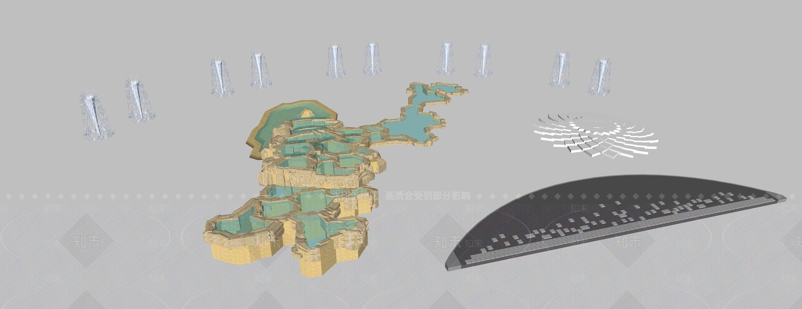 现代主义喷泉SU模型下载【ID:1234211123】
