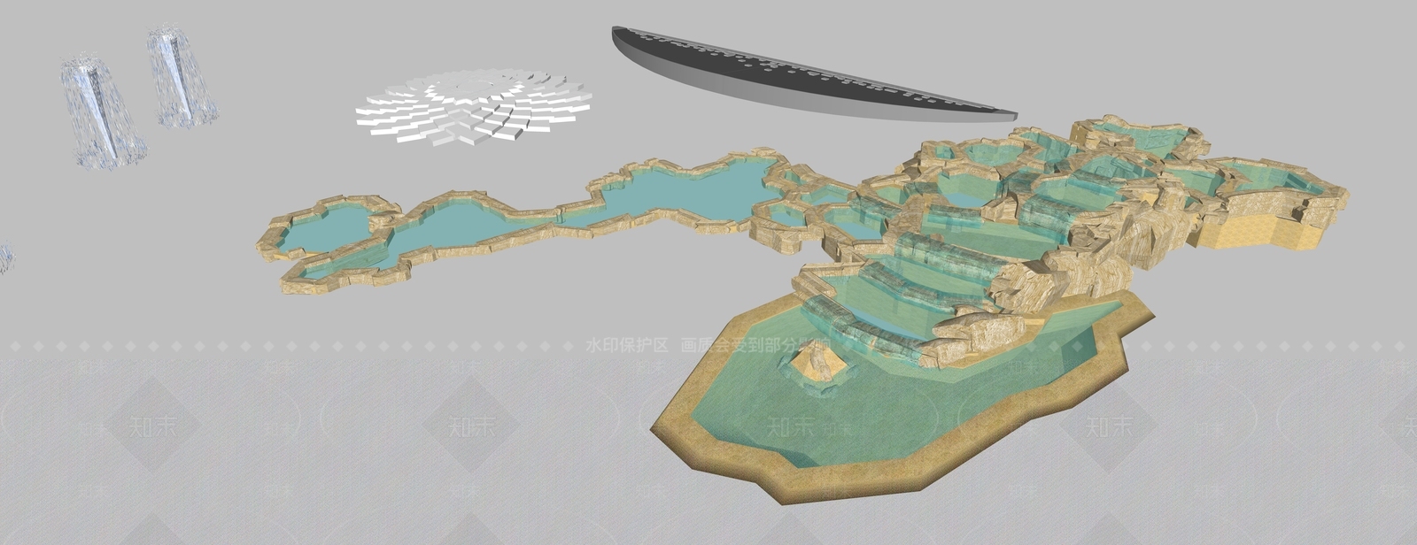 现代主义喷泉SU模型下载【ID:1234211123】