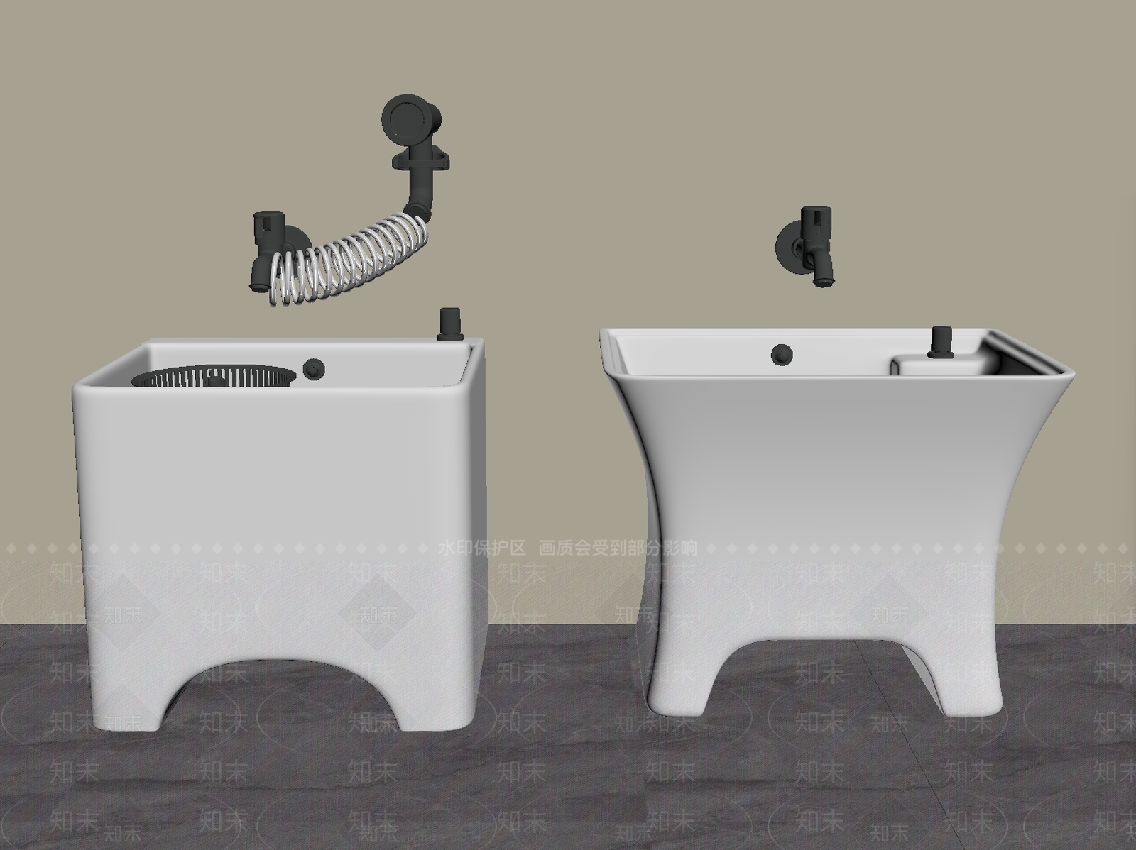 现代简约拖把池3D模型下载【ID:1234214447】