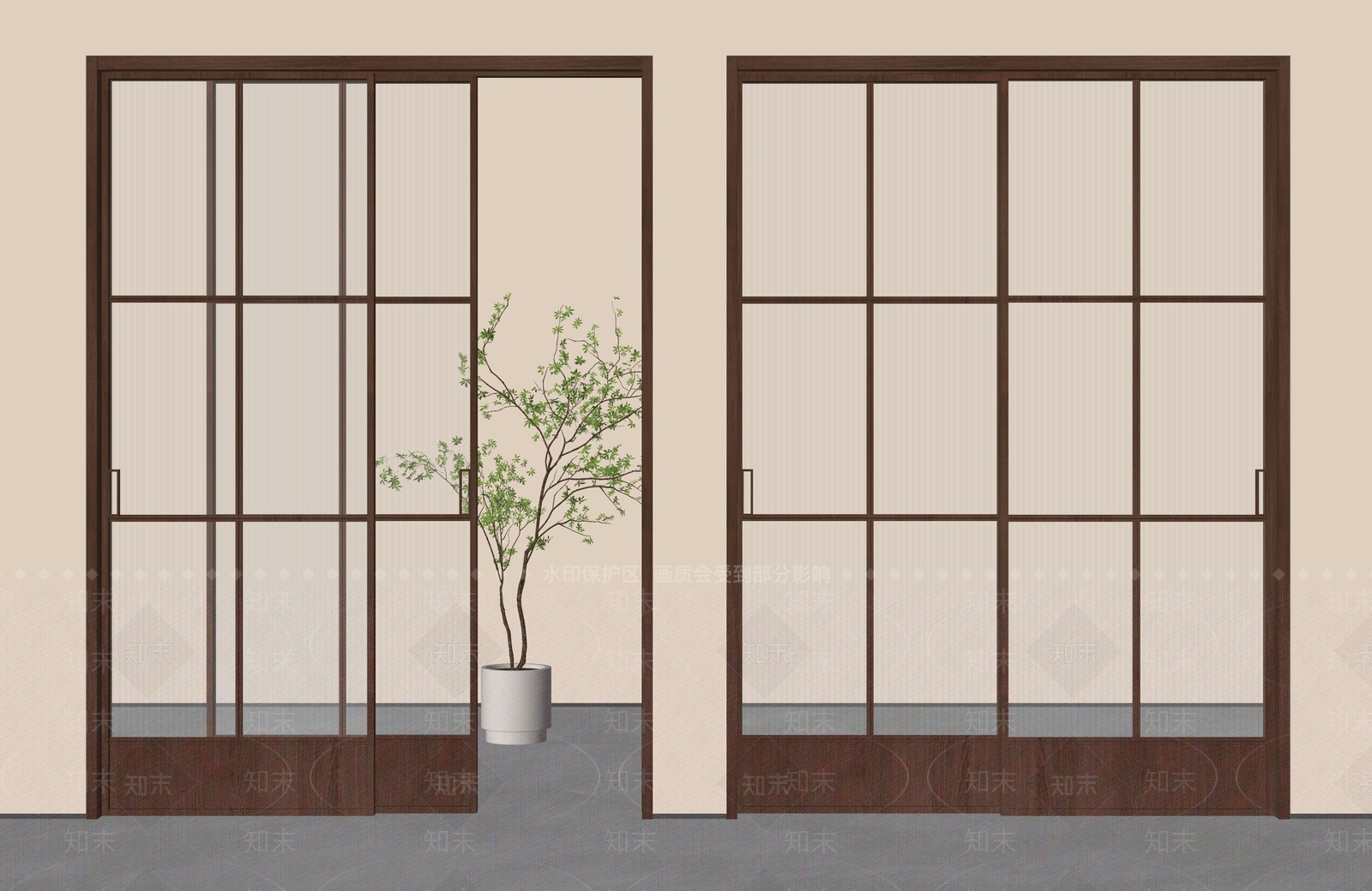 日式推拉门3D模型下载【ID:1234215561】