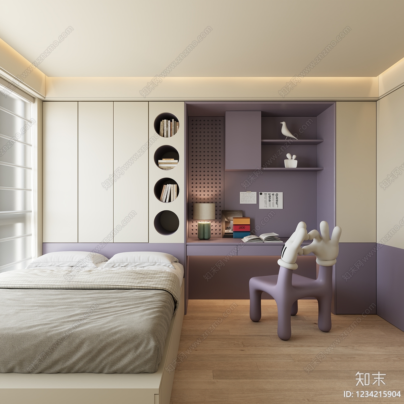 现代简约家居卧室3D模型下载【ID:1234215904】
