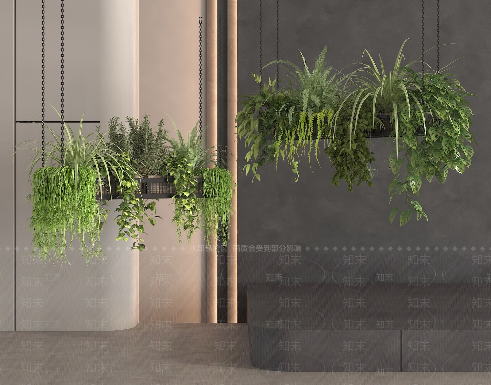 现代简约垂直绿化3D模型下载【ID:1234216062】