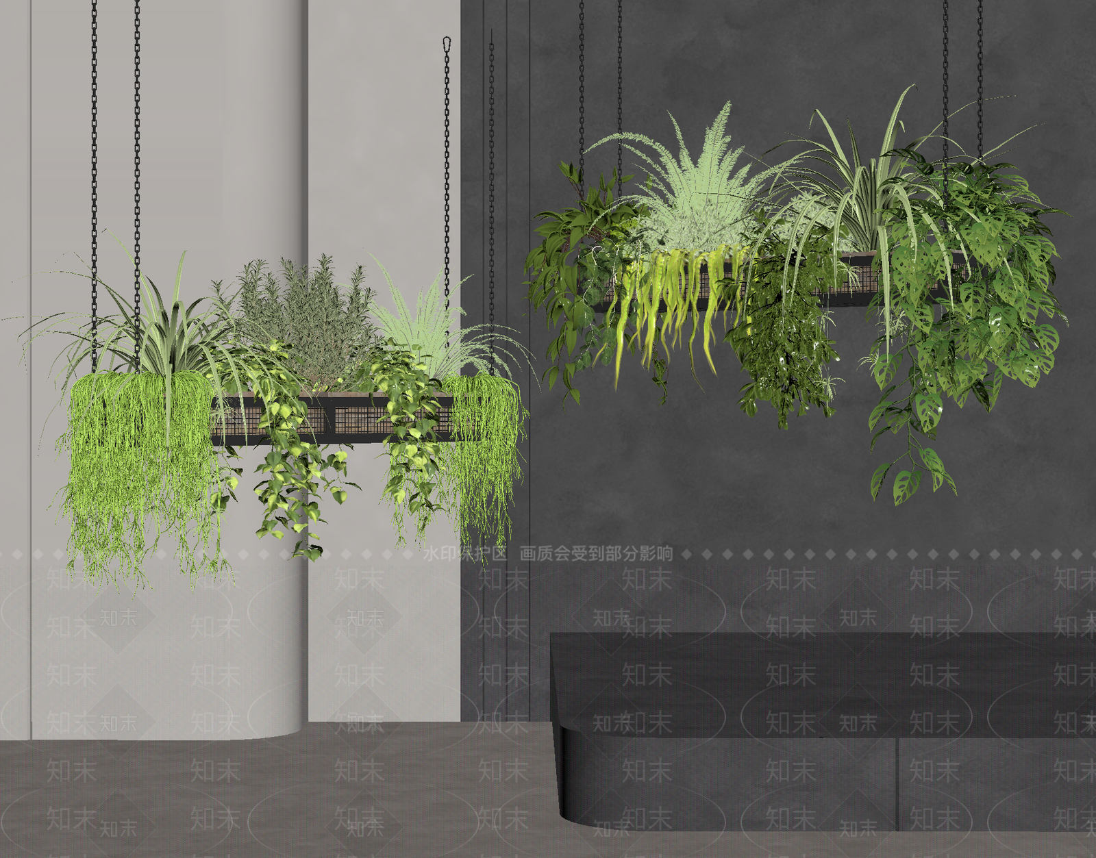 现代简约垂直绿化3D模型下载【ID:1234216062】