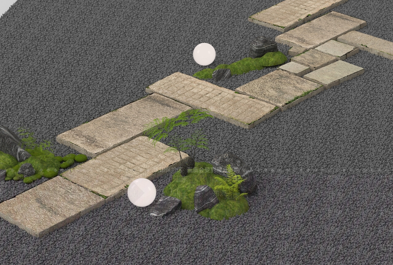 禅意台阶踏步3D模型下载【ID:1234216097】